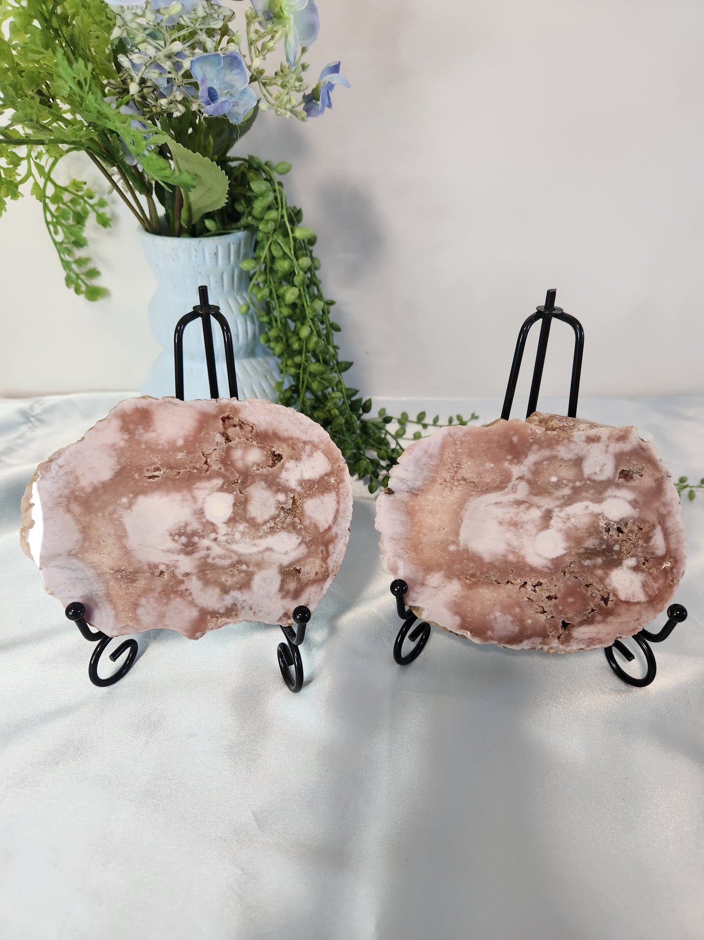 Pink Amethyst Polished Geode Slab Pair