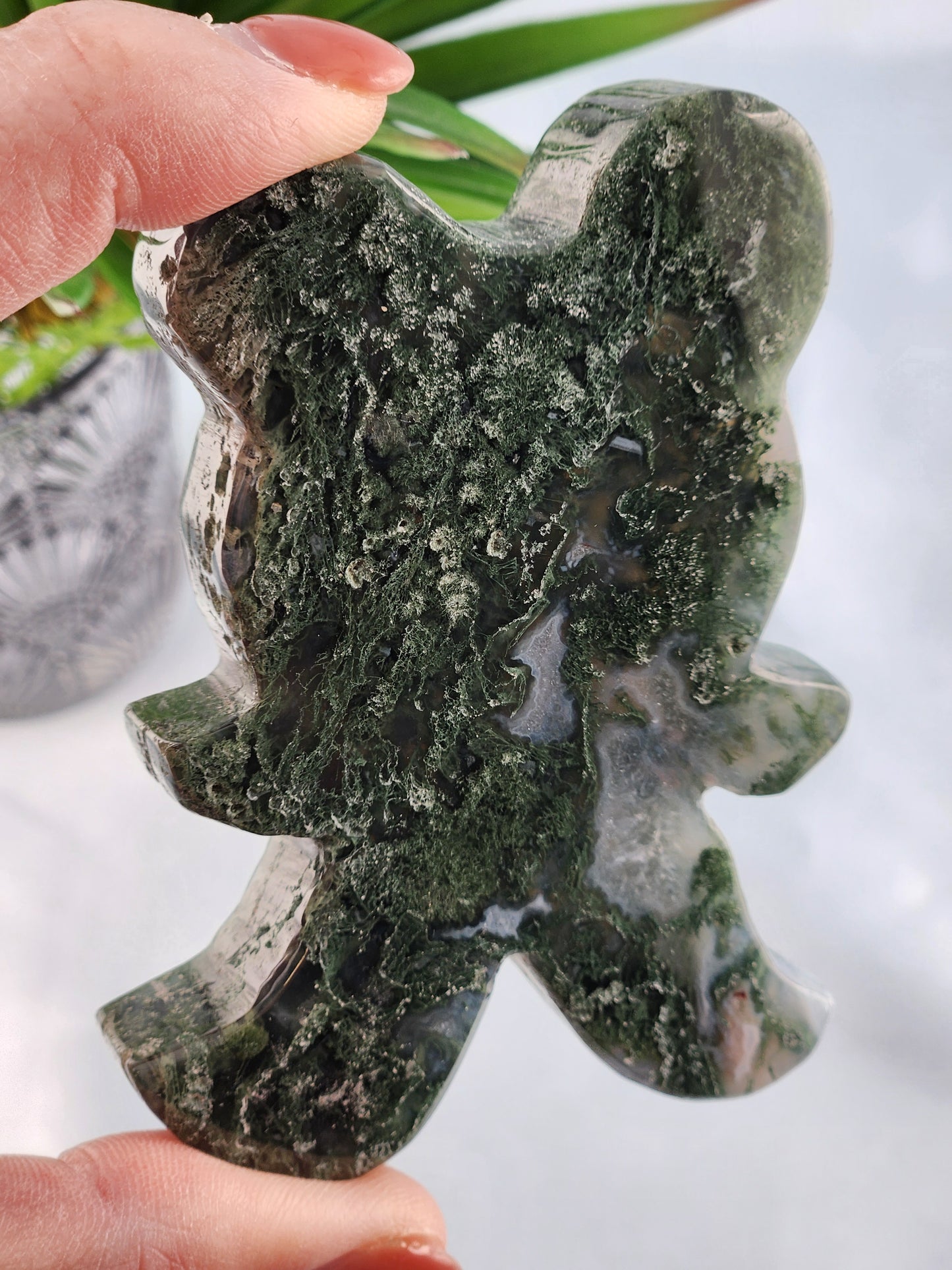 Moss Agate Teddy Bear