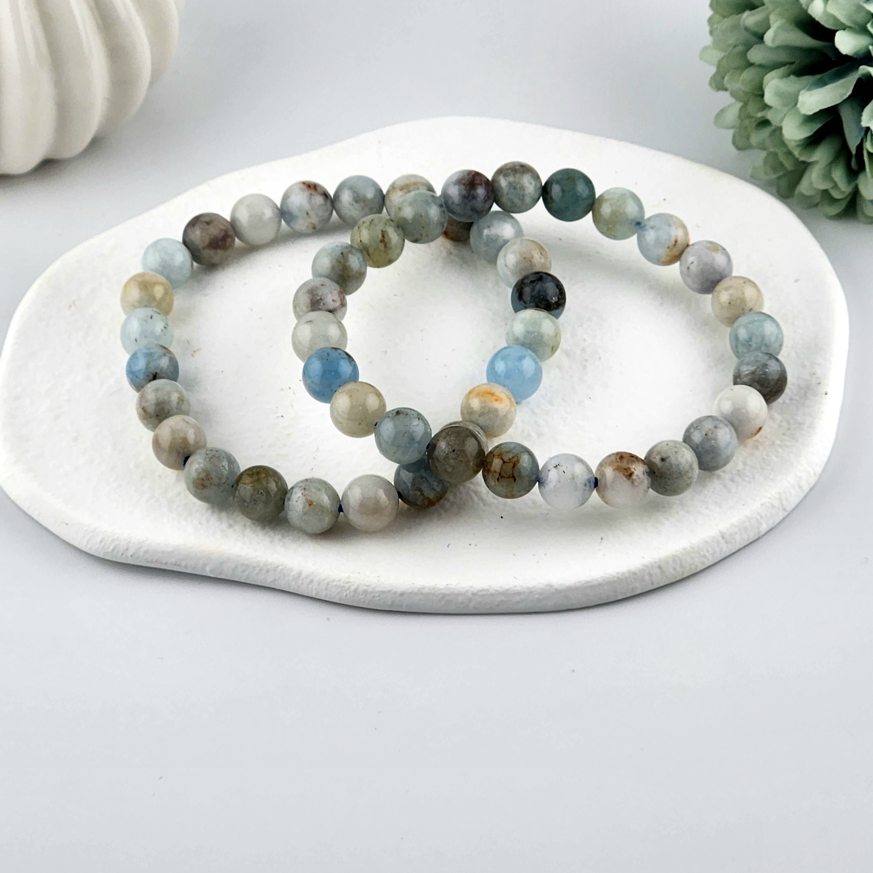 Aquamarine Beaded Bracelet - 8mm