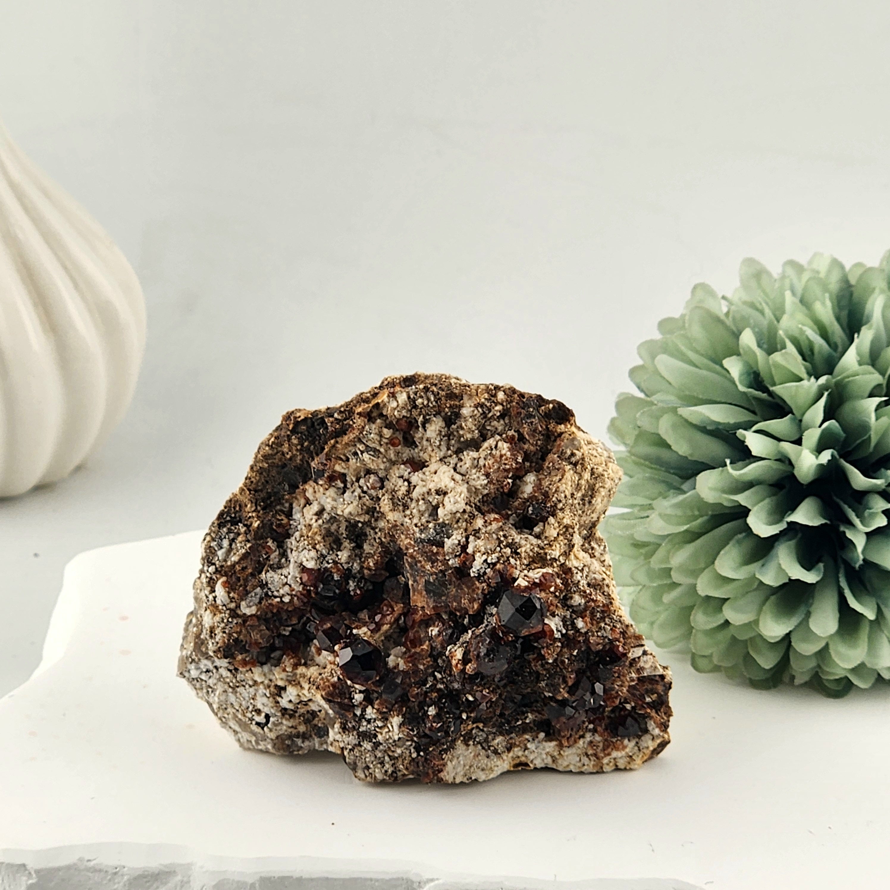 Garnet Smokey Quartz Specimen