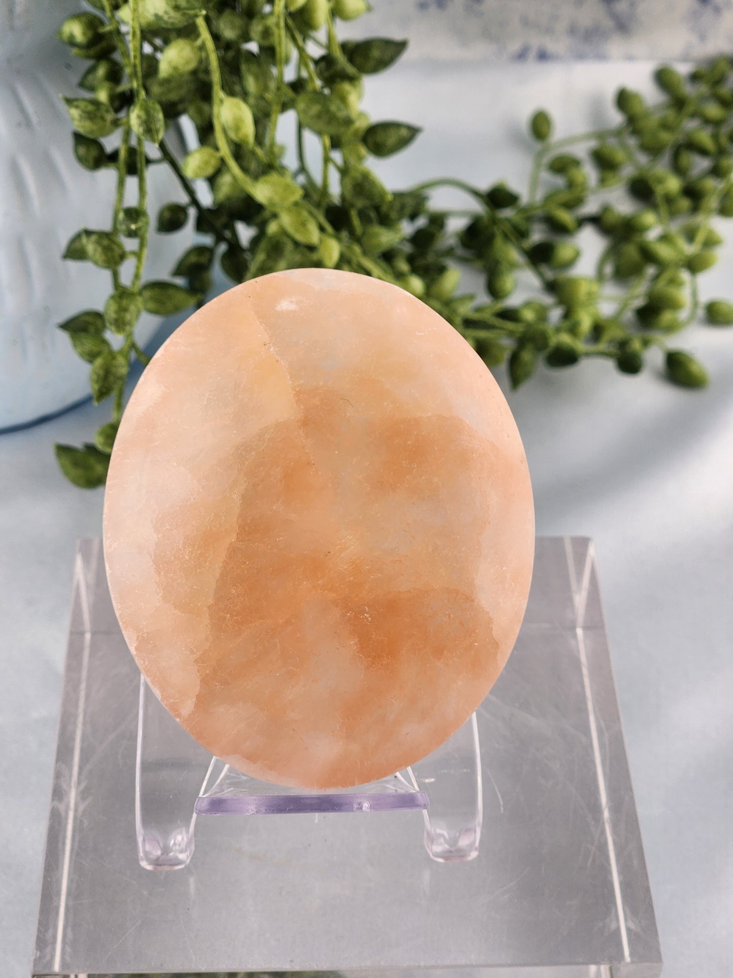 Peach Selenite Palmstone