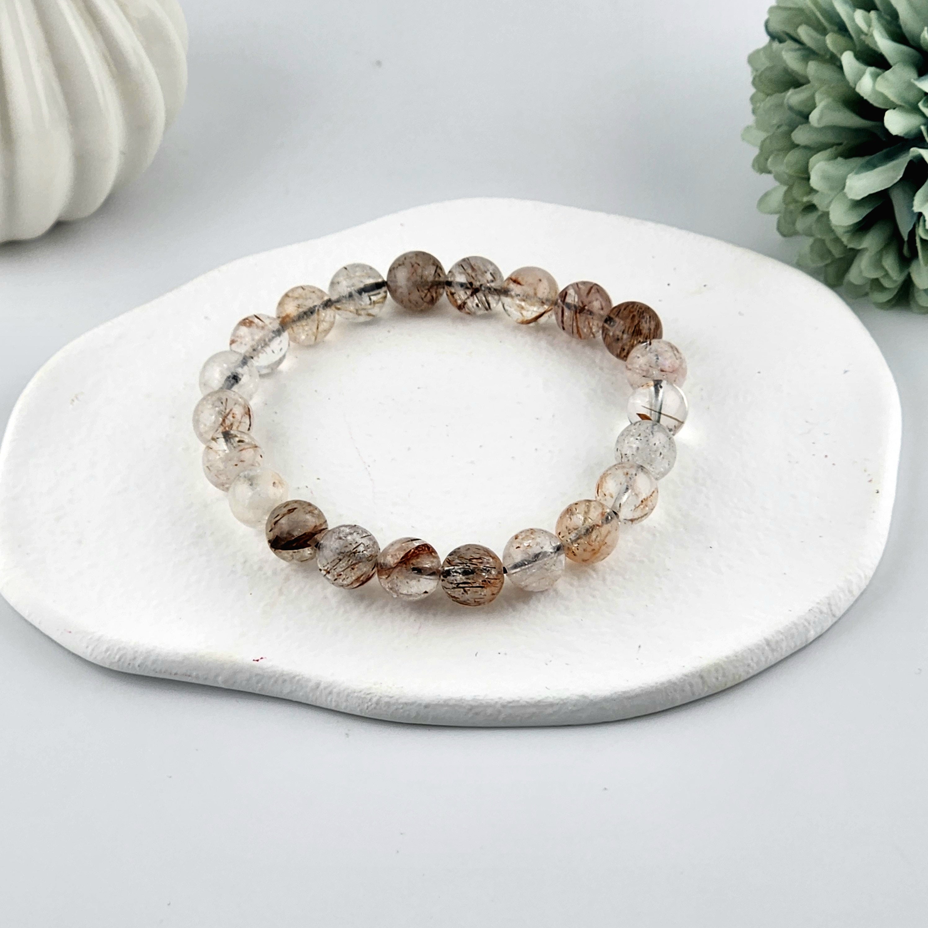 Copper Rutilated Quartz Beaded Bracelet - 8mm