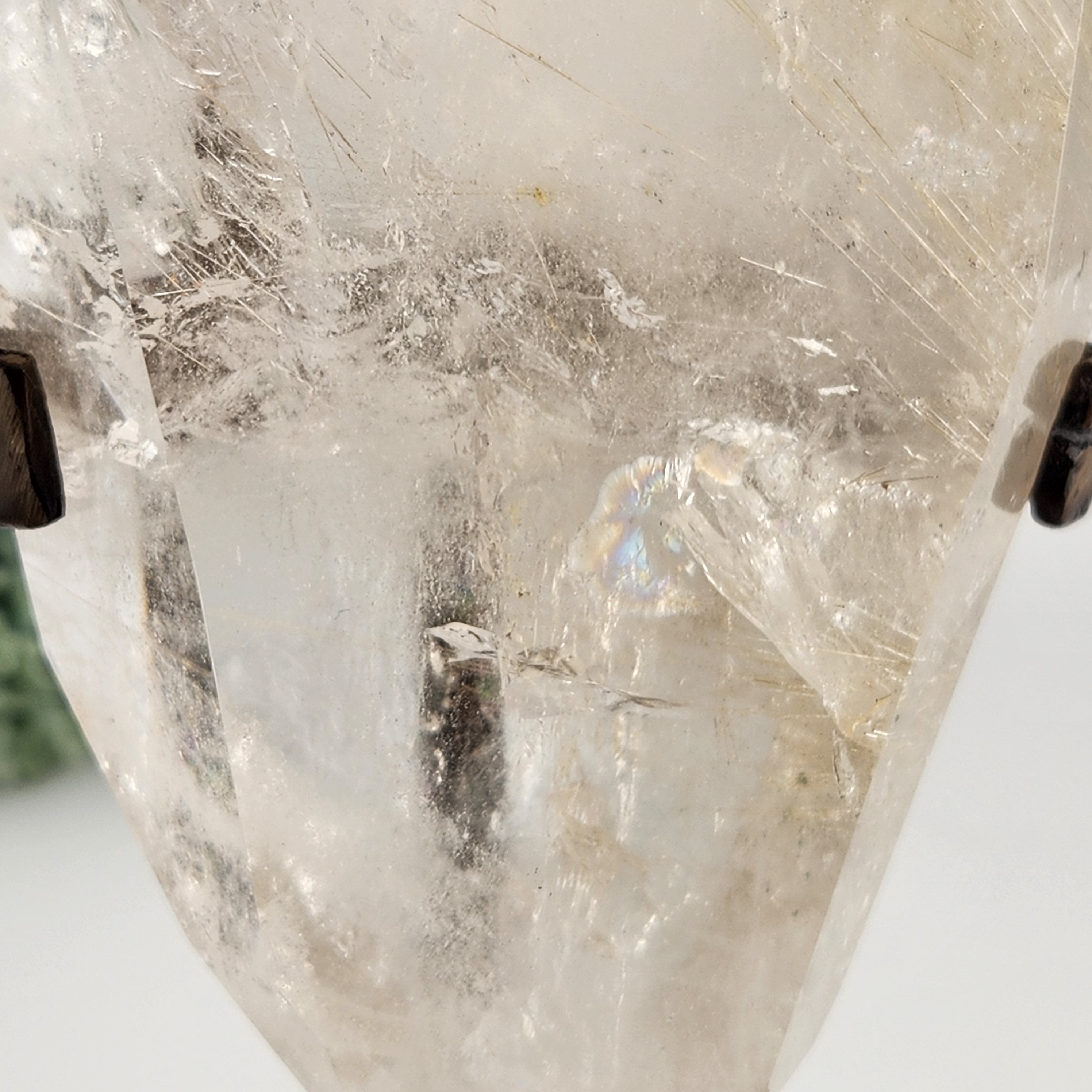 Gold Rutile Clear Quartz Statement Freeform On Custom Stand