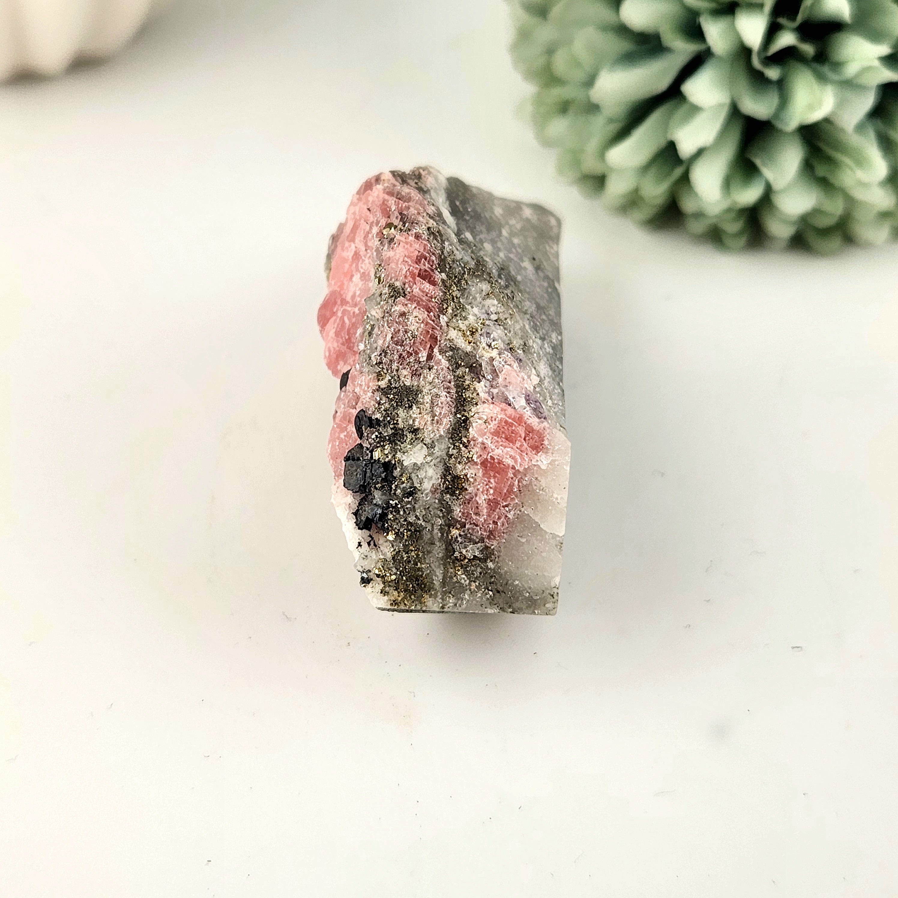 Rhodochrosite with Pyrite Raw Specimen