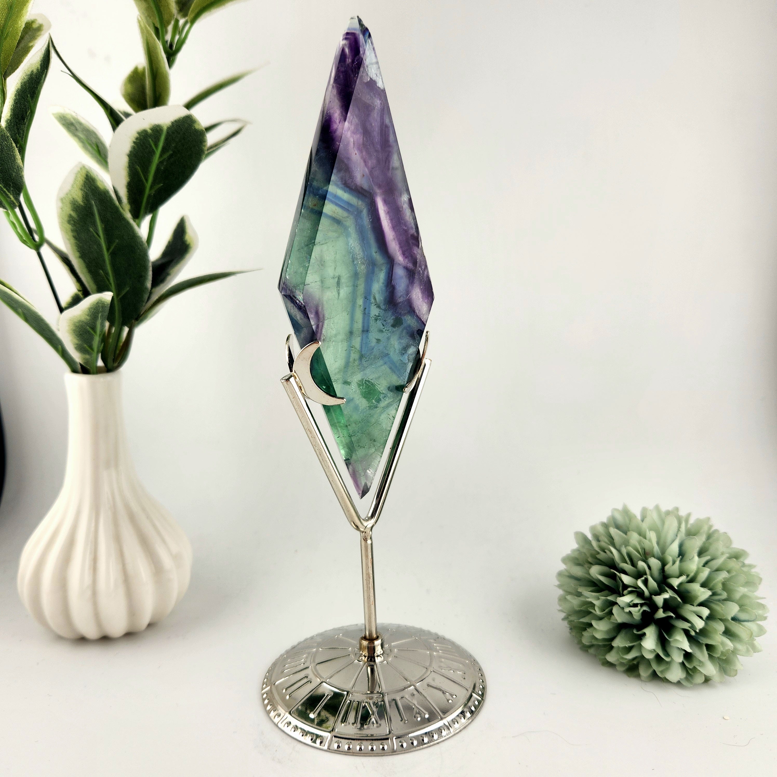 Fluorite Diamond On Silver Stand *Misfit - small chip*