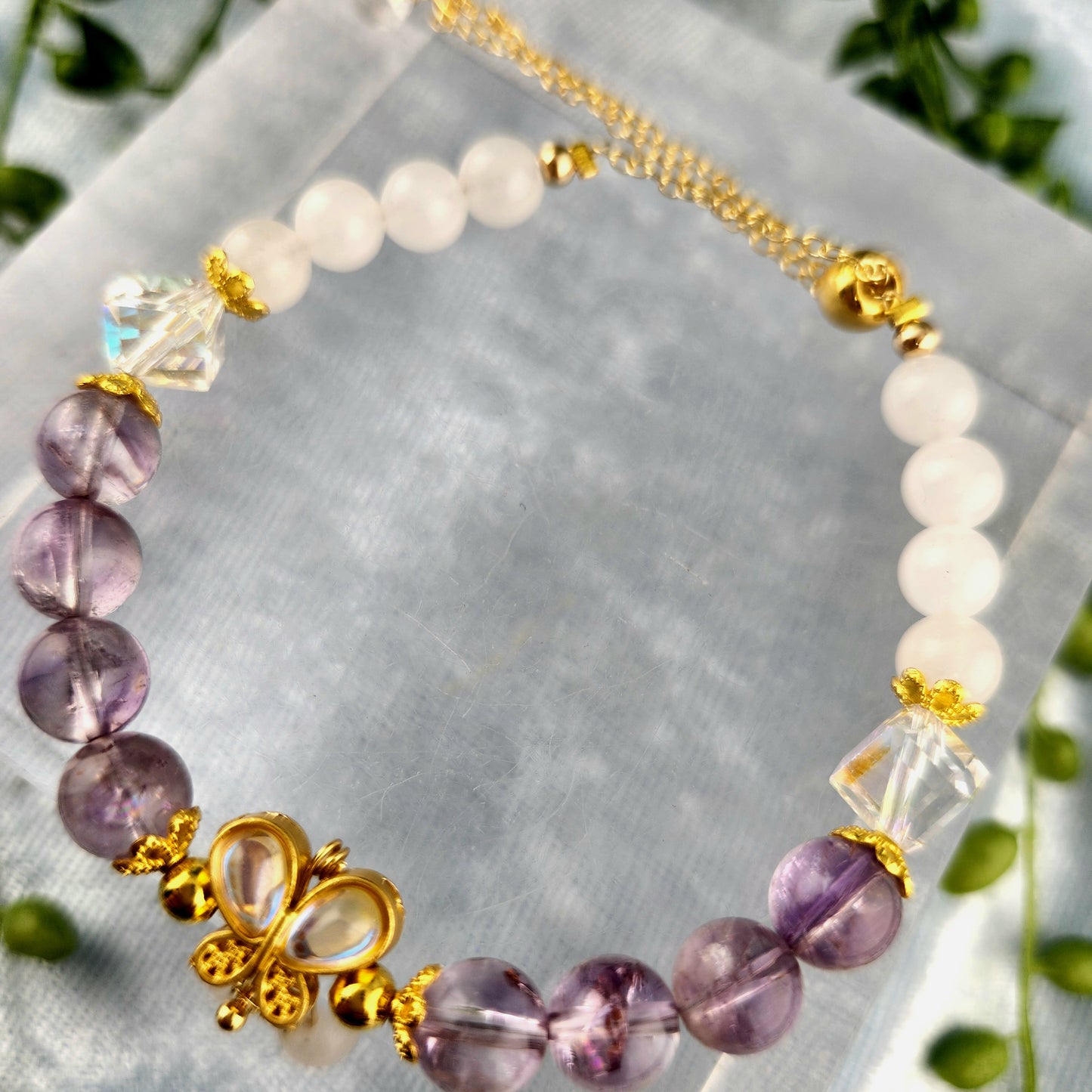 Amethyst + Clear Quartz Bracelet