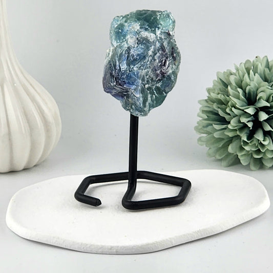 Fluorite Raw On Black Stand