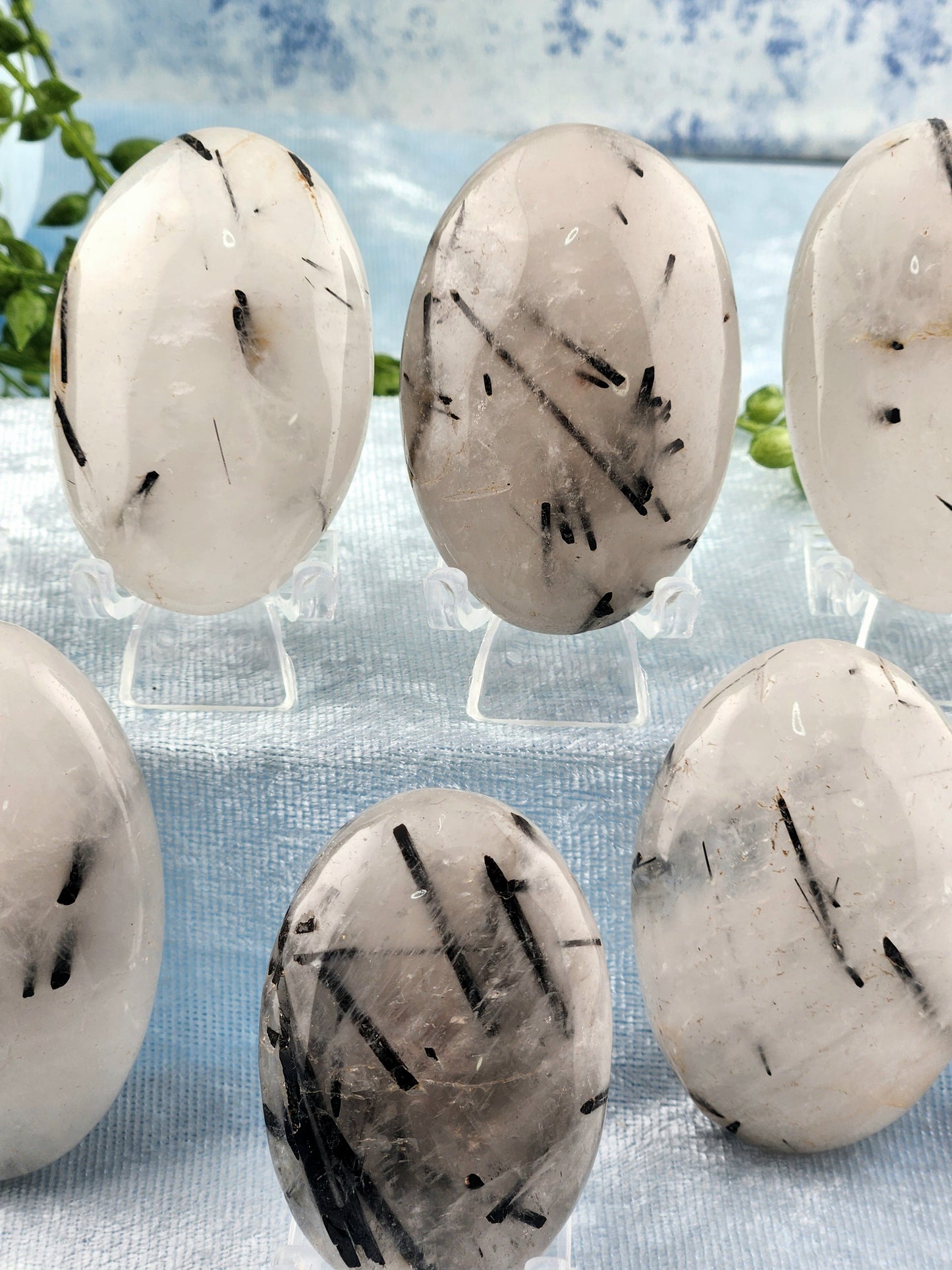 Black Tourmaline Rutile In Quartz Palmstones