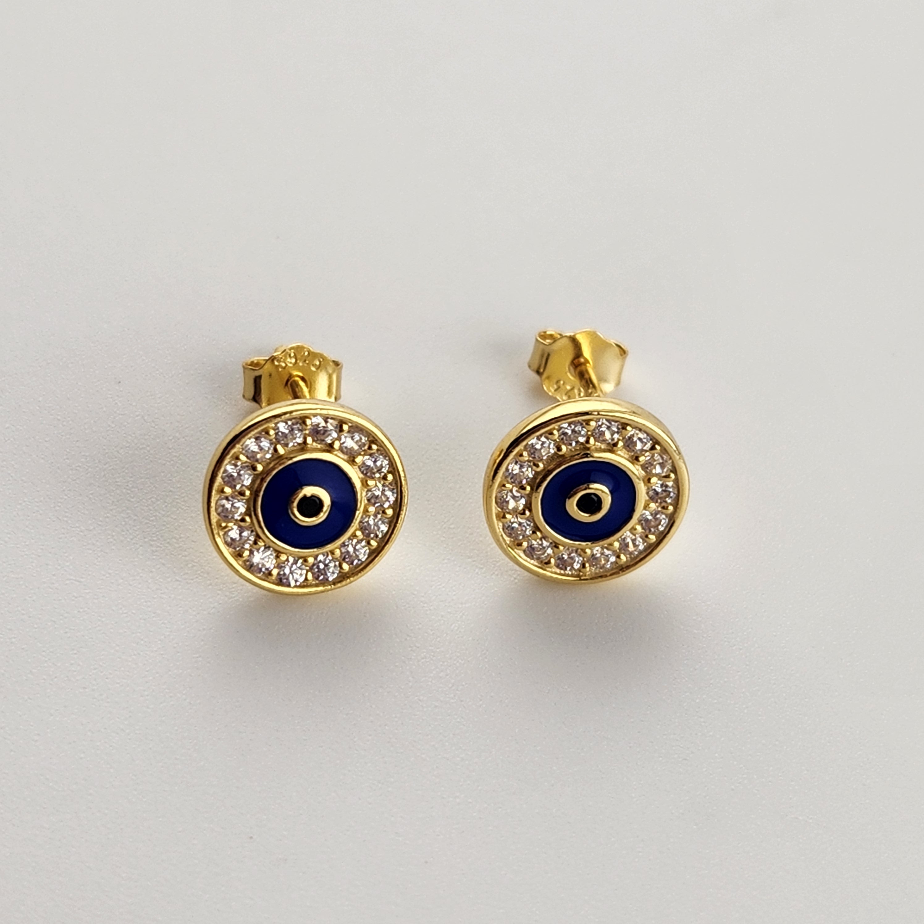 Evil Eye Round Stud Earring- Gold Plated S925