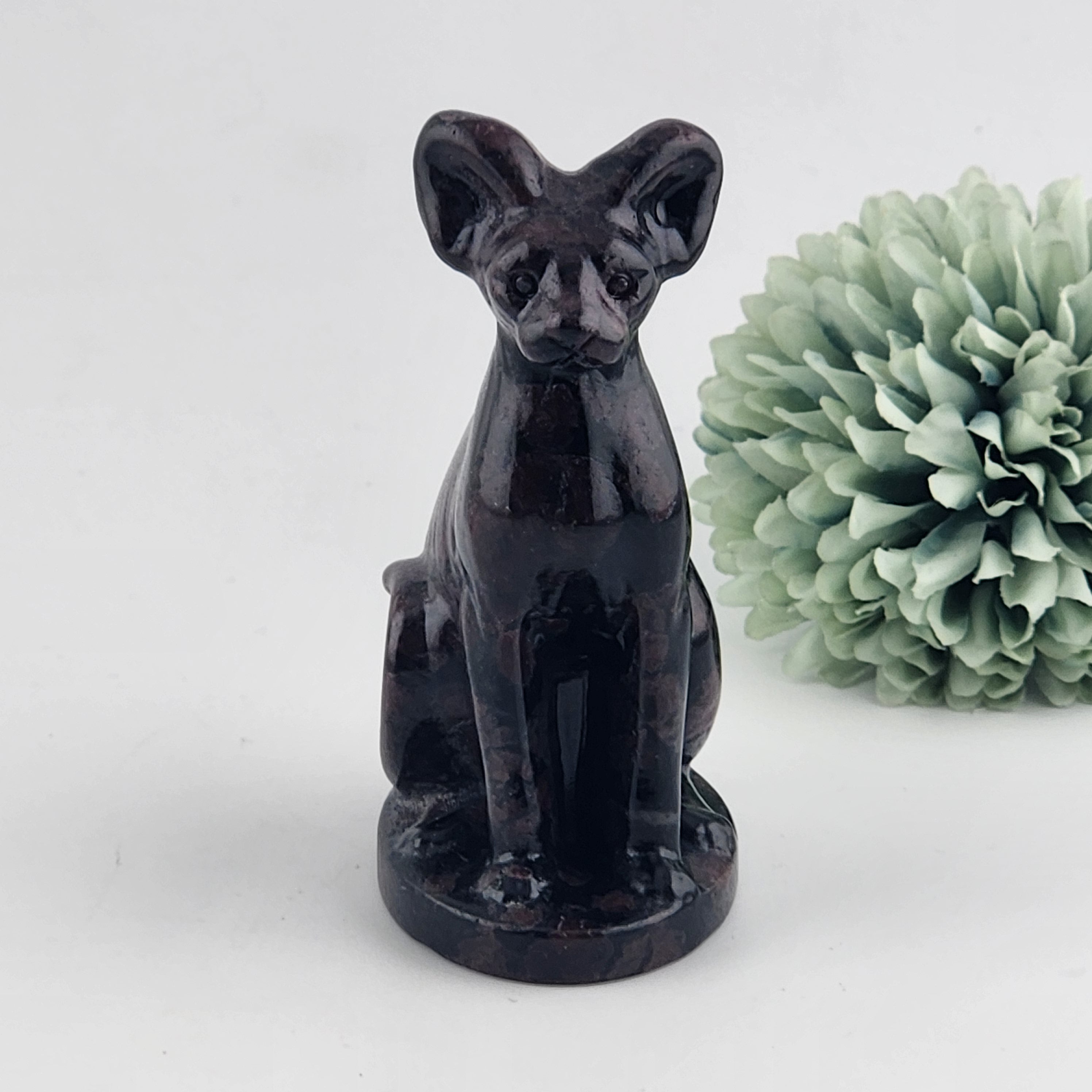 Garnet Sphynx Cat Carving