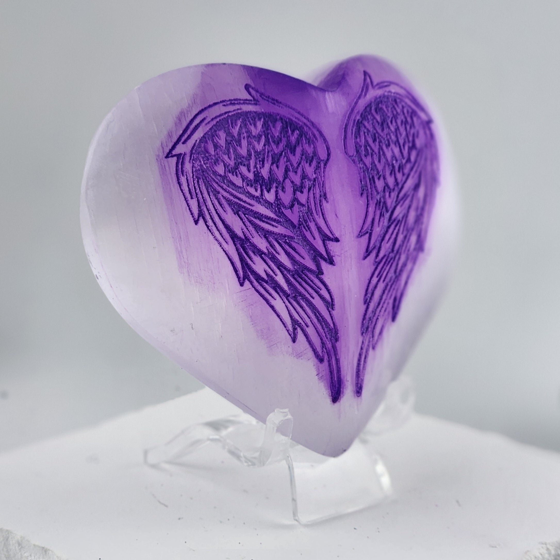 Selenite Angel Wing Heart