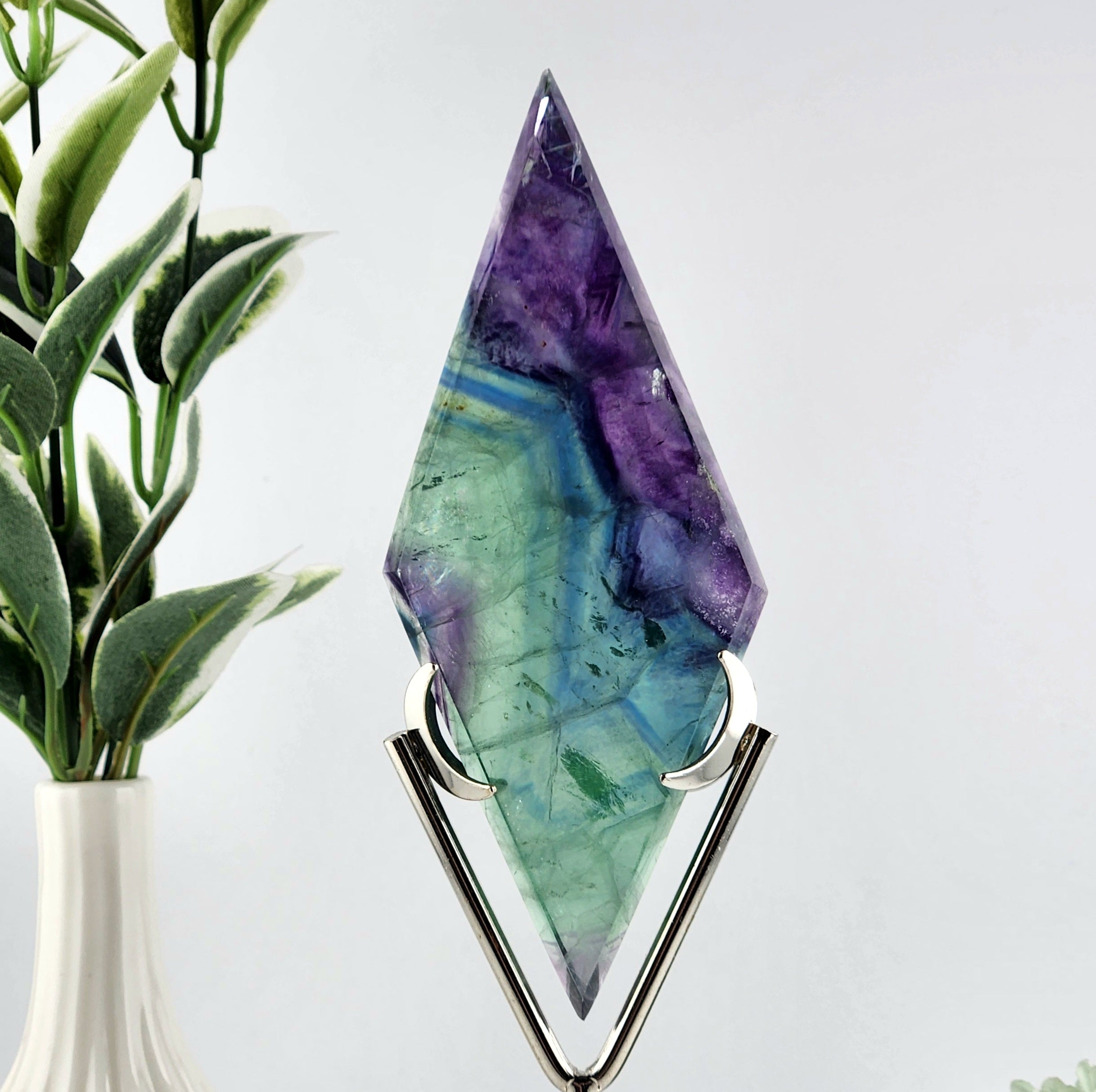 Fluorite Diamond On Silver Stand *Misfit - small chip*
