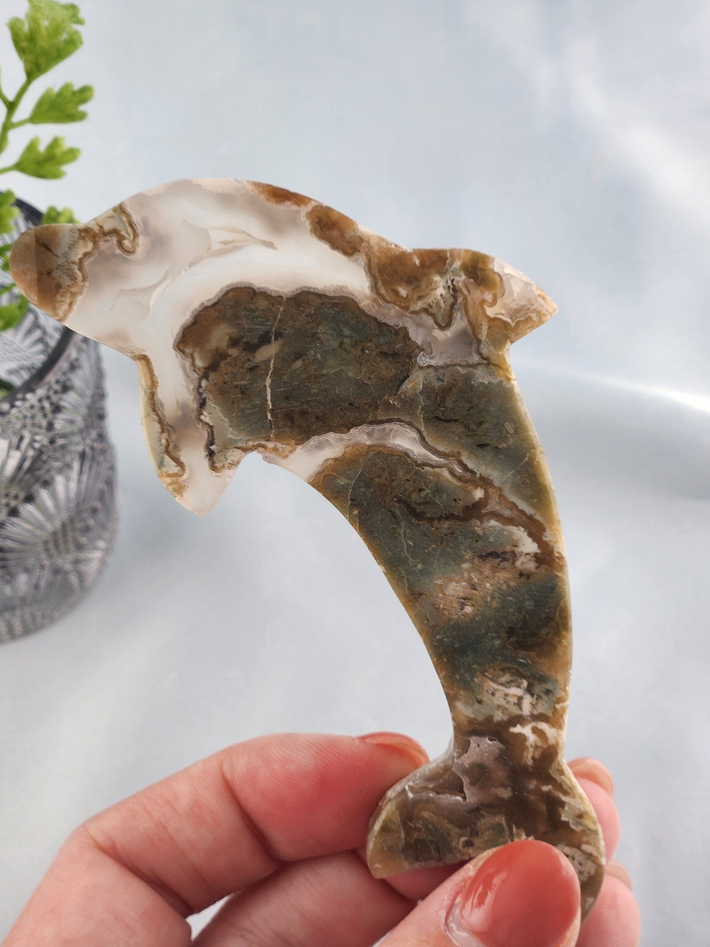 Moss Agate Dolphin