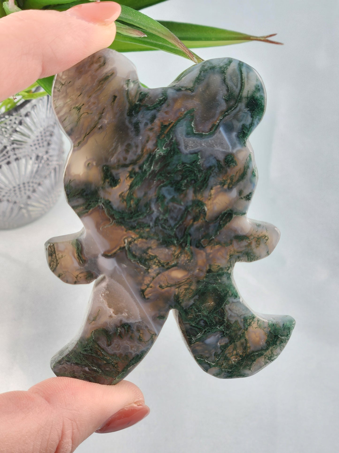 Moss Agate Teddy Bear