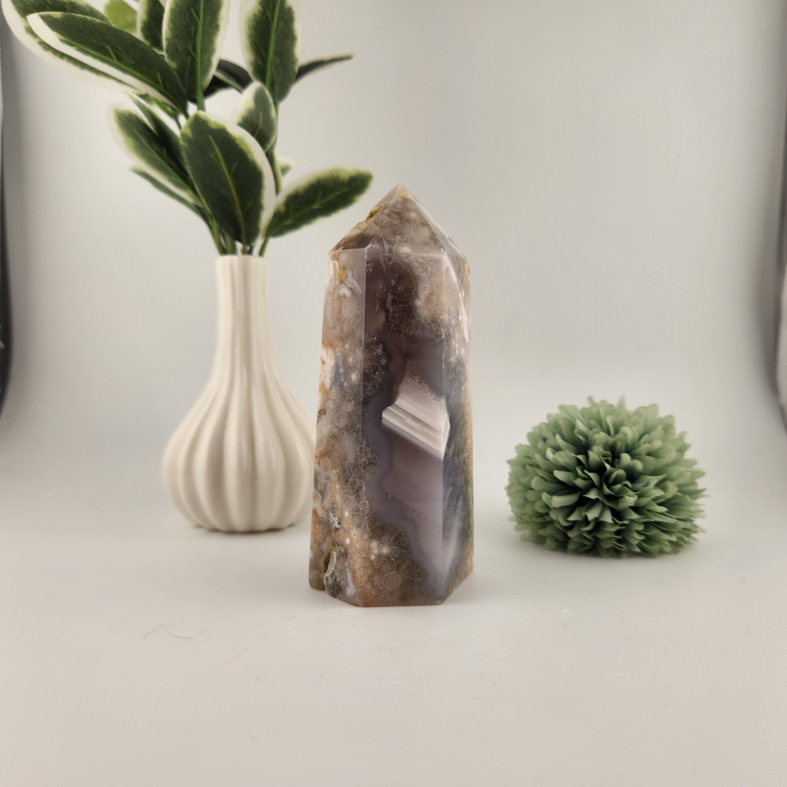 Blue + Green Flower Agate Tower