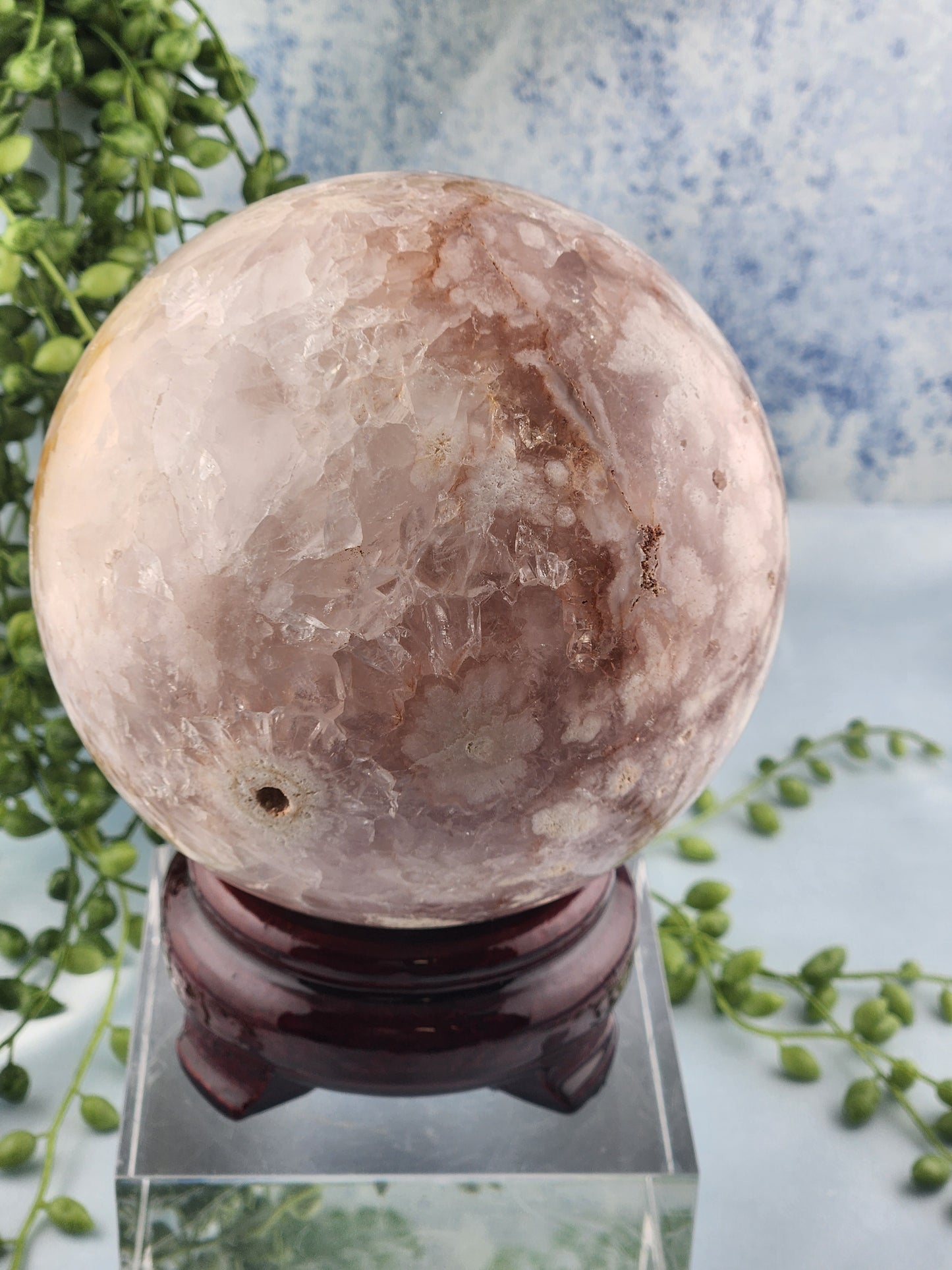 XL Pink Amethyst Flower Agate Sphere