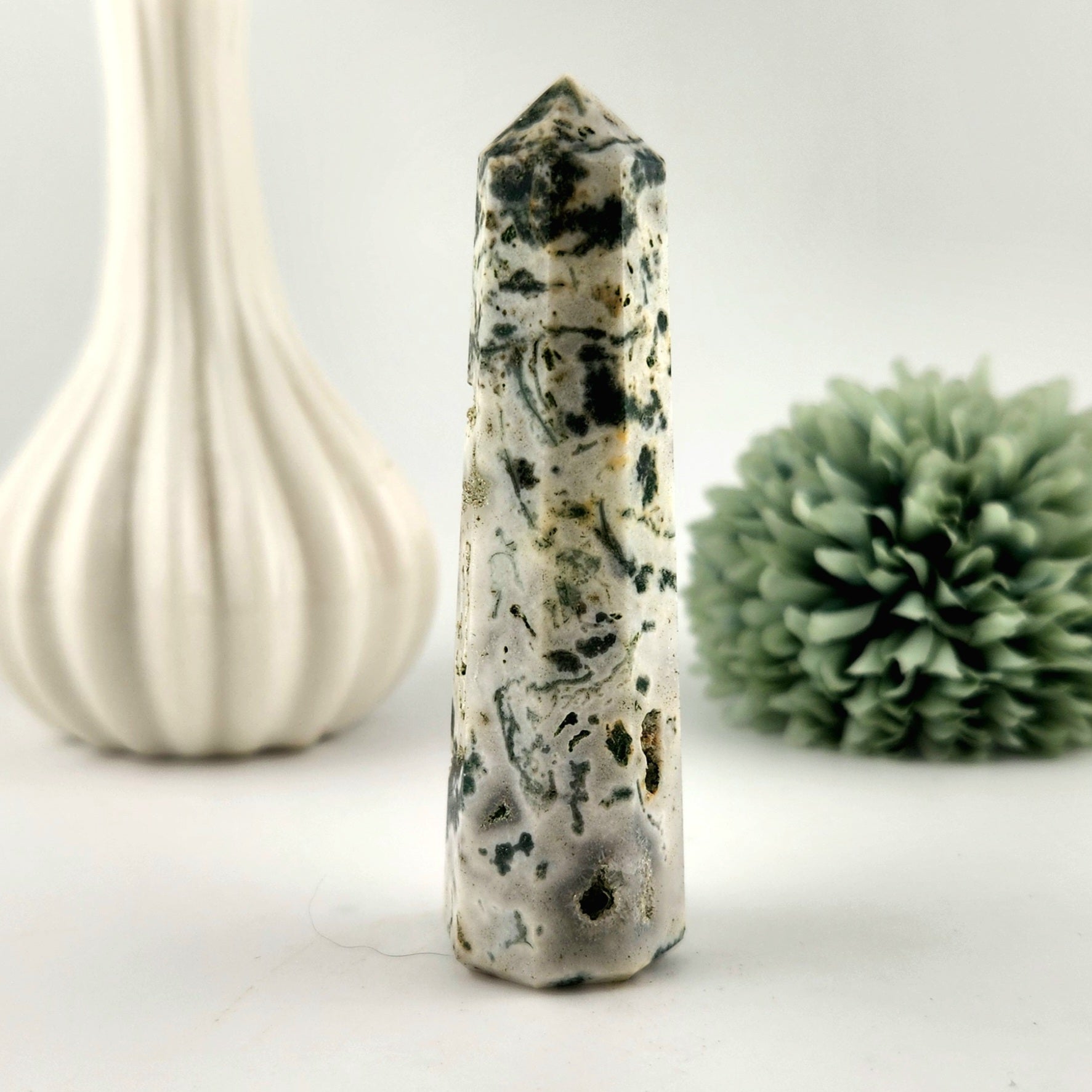Moss Agate Small Obelisk