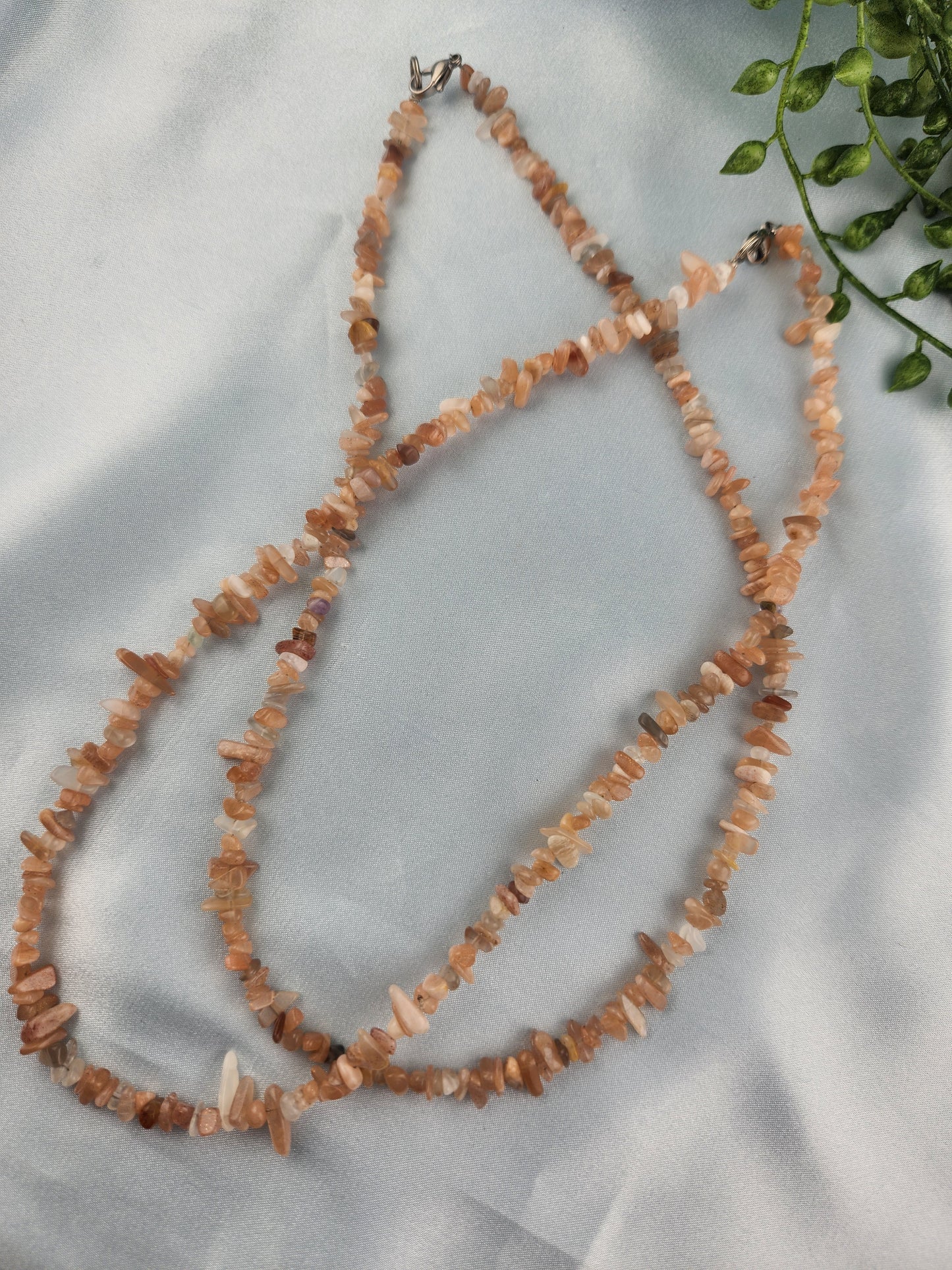 Peach Moonstone Chip Necklace