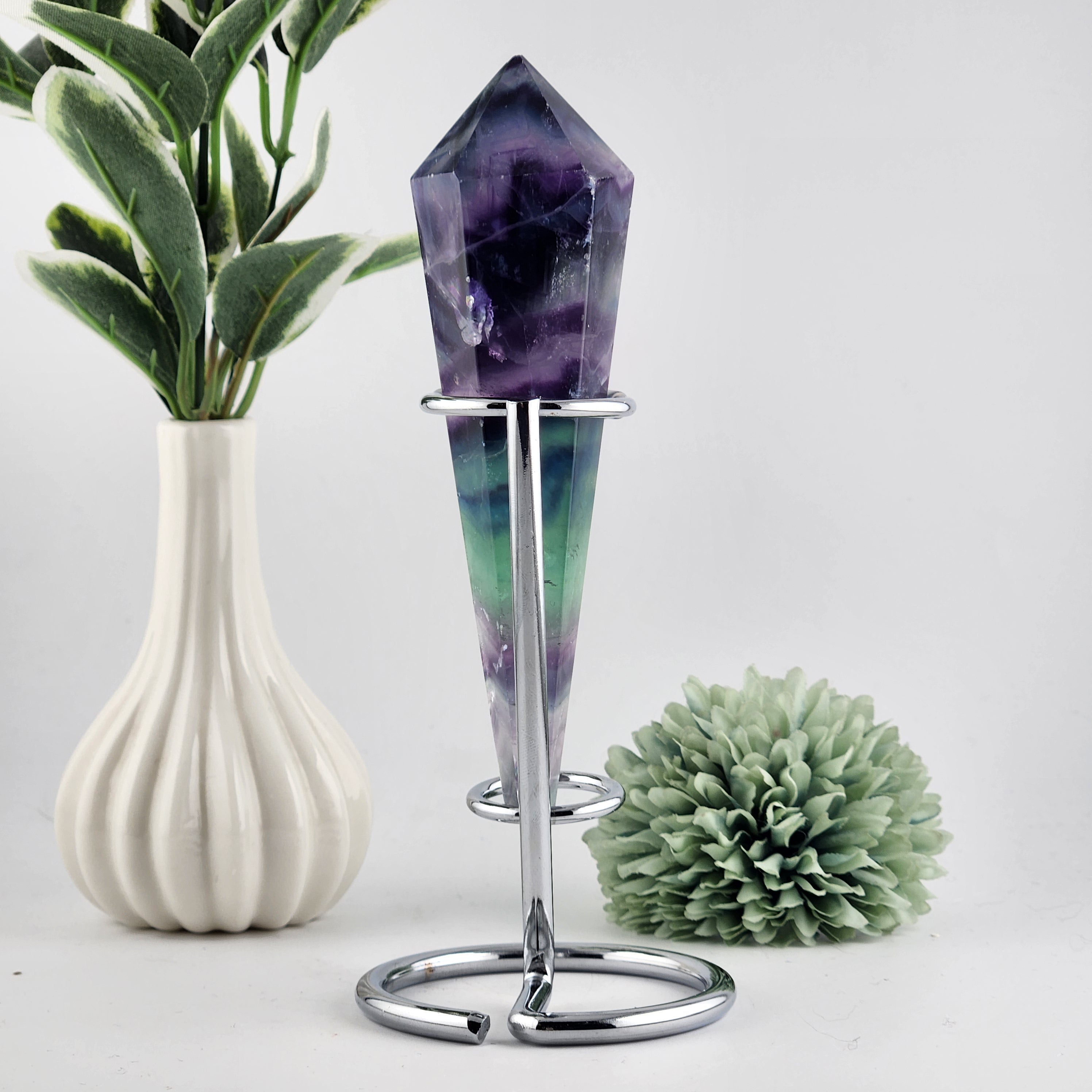 Fluorite Wand On Silver Stand