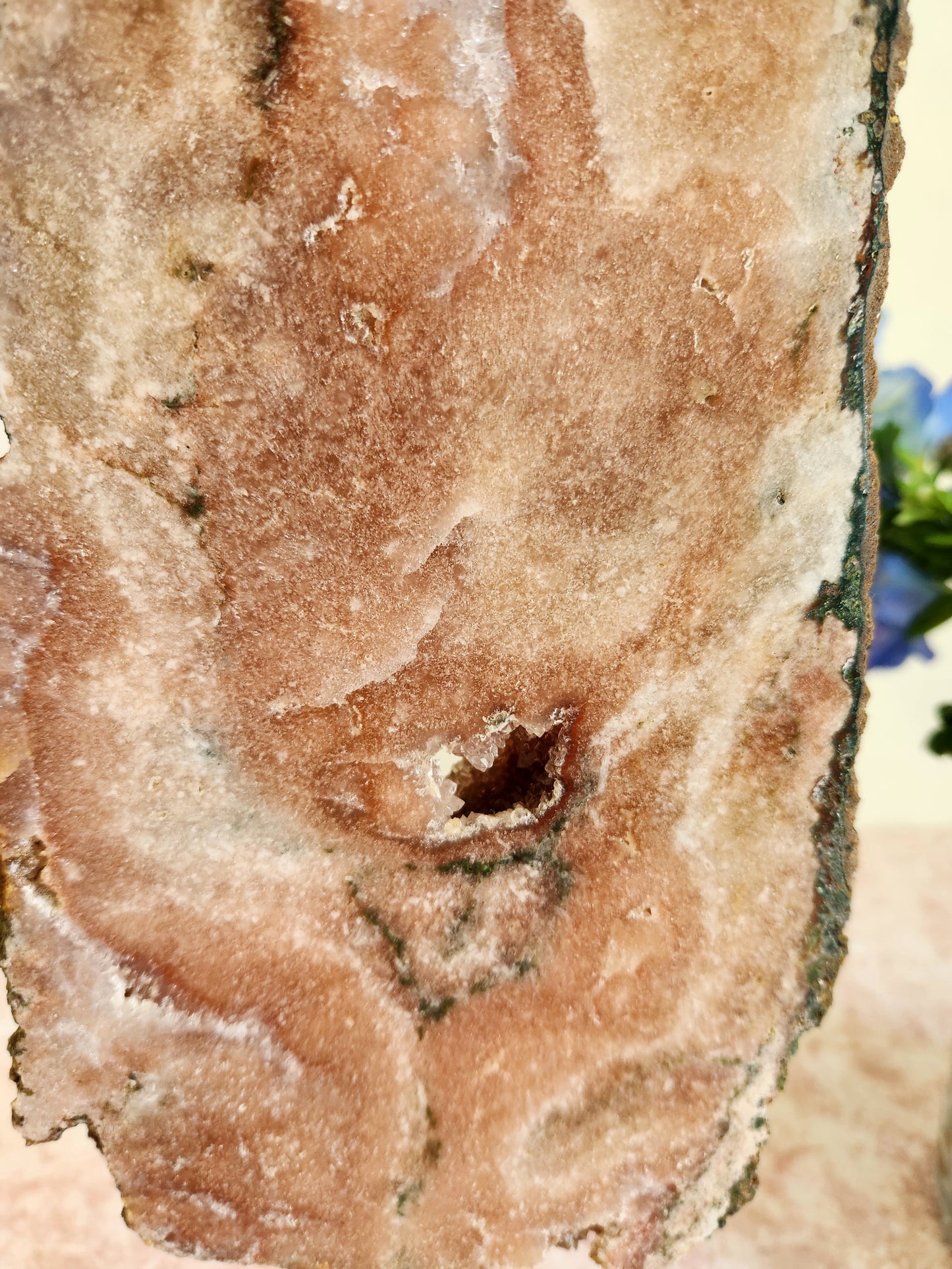 Pink Amethyst Slab on Custom Stand - "Ruby"