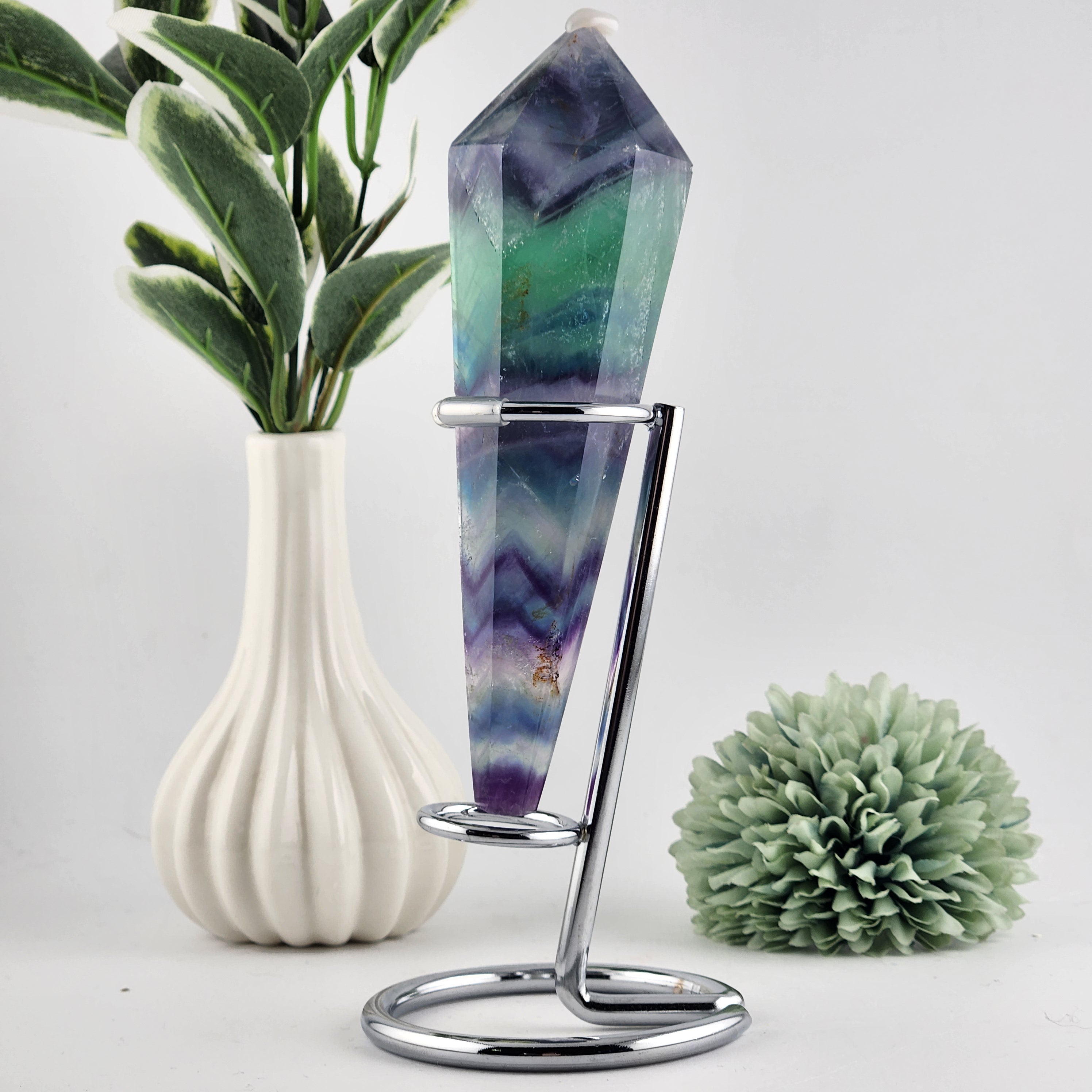 Fluorite Wand On Silver Stand