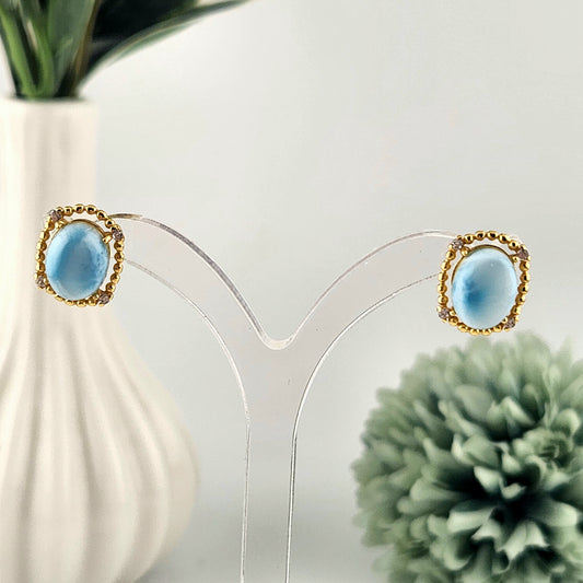 Larimar Earrings - Gold