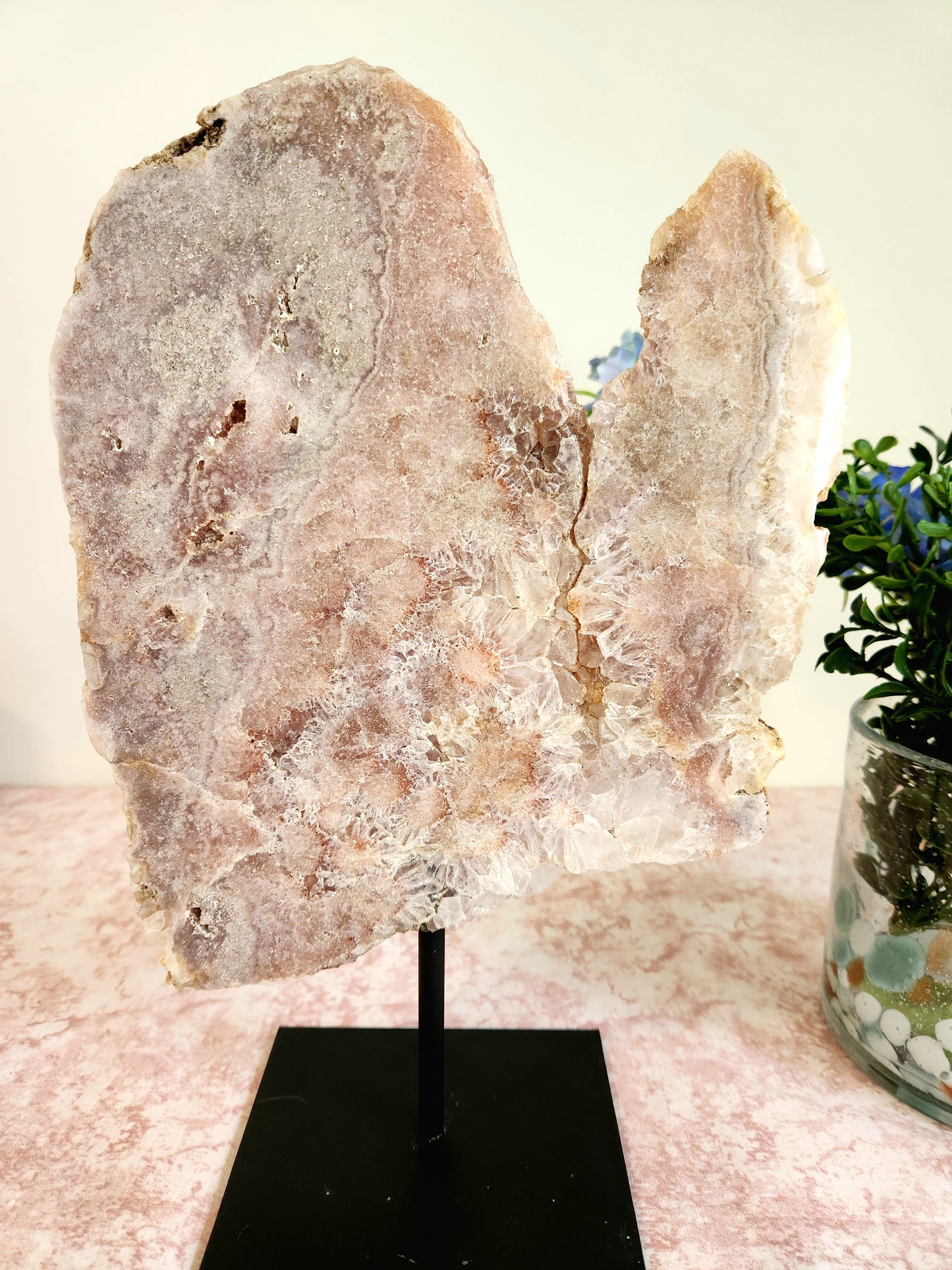 Pink Amethyst Slab on Custom Stand - "Fallon"