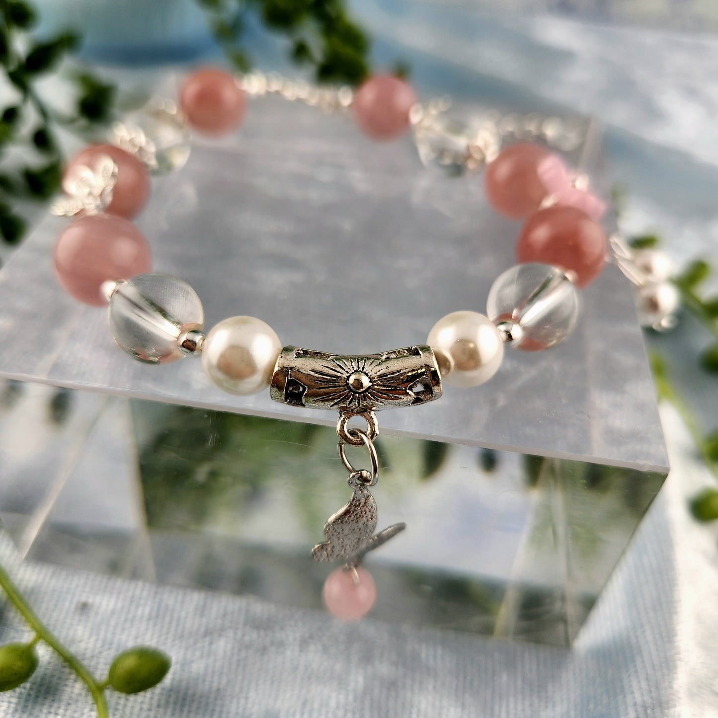 Rose Quartz + Clear Quartz Bracelet