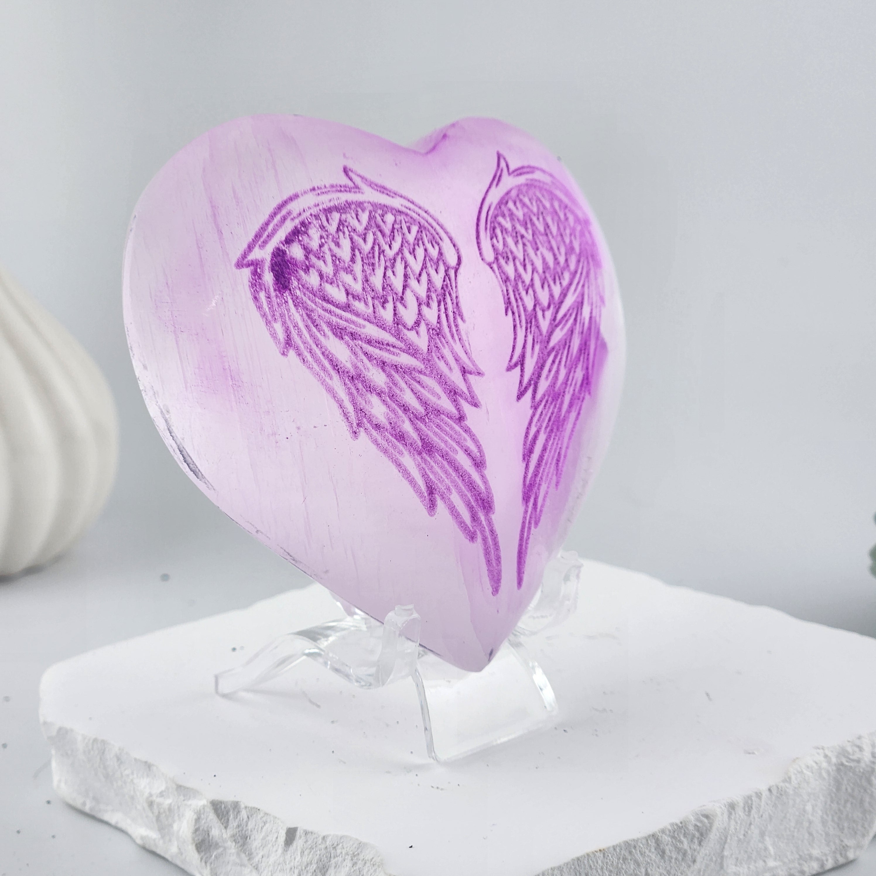 Selenite Angel Wing Heart