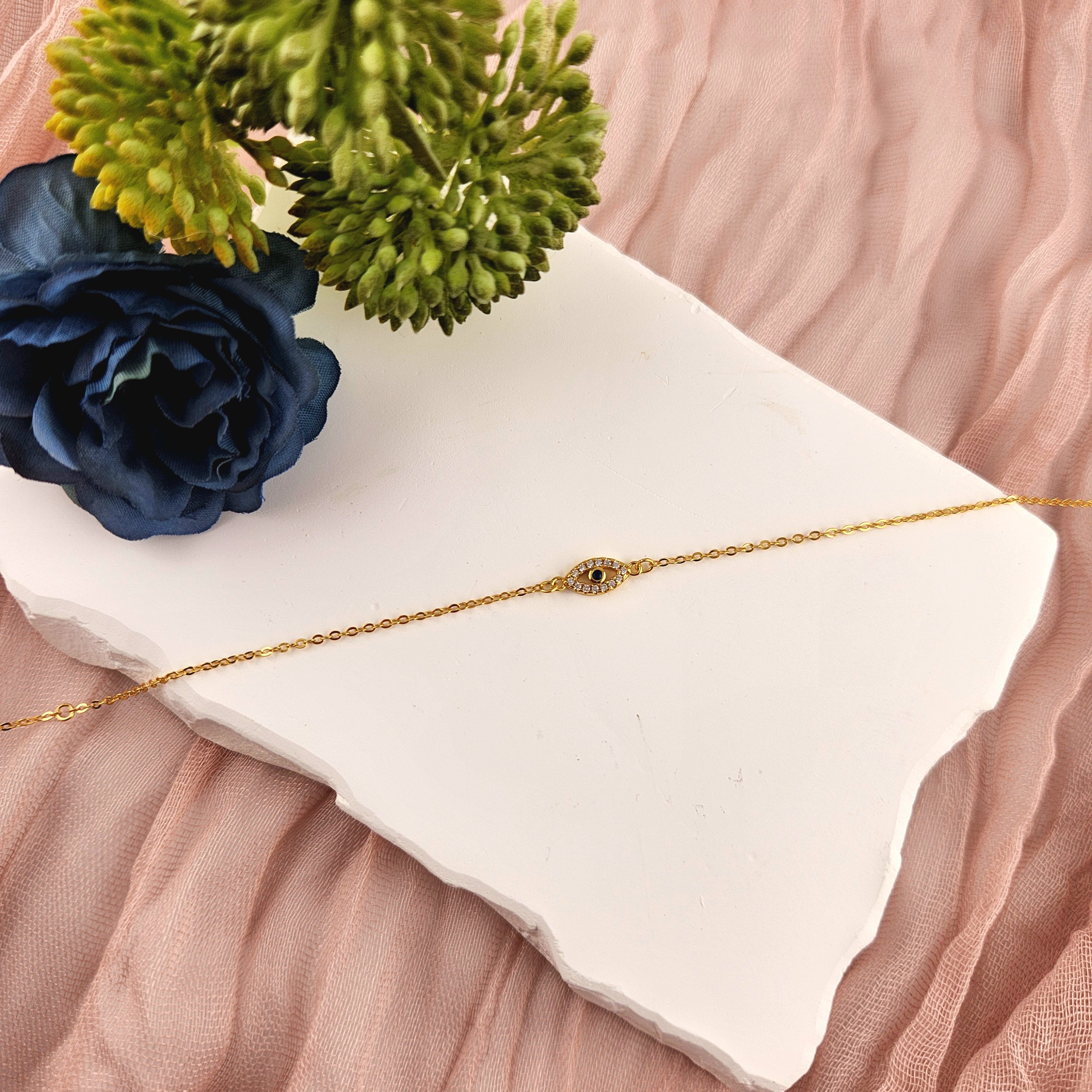 Single Evil Eye Bracelet - Gold Plated S925