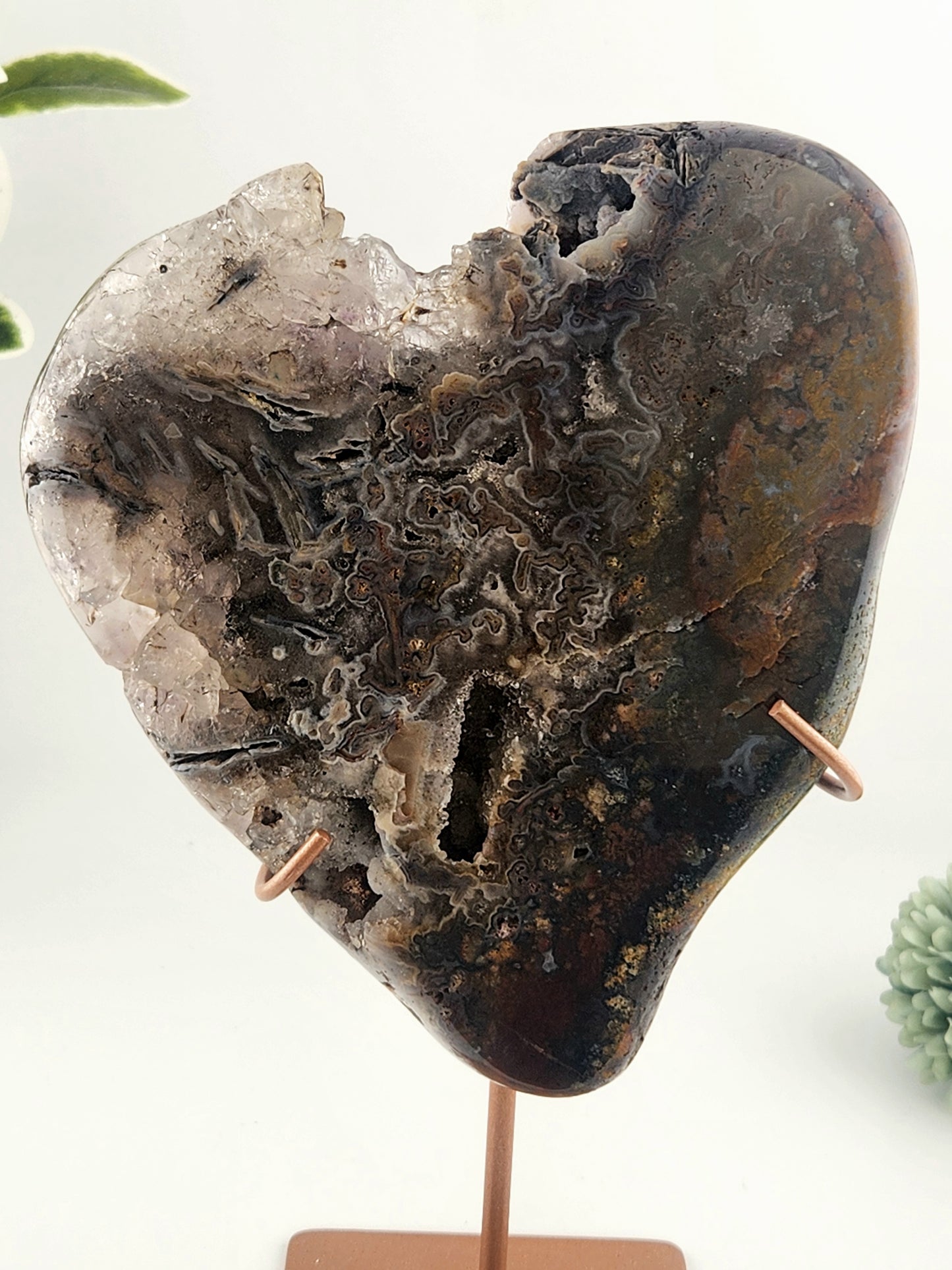 Jasper with Quartz Slab on Custom Gold Stand