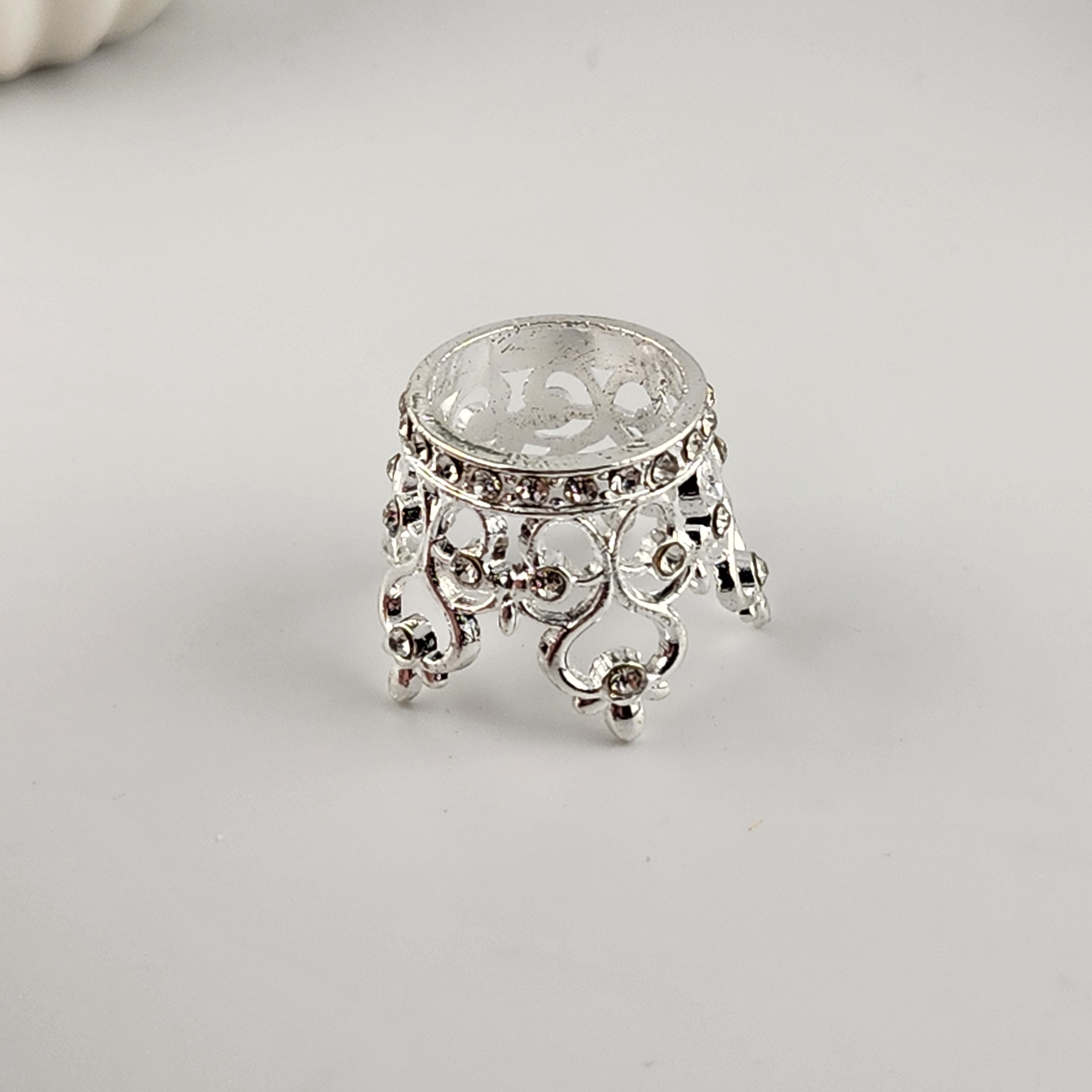 Silver Crown Sphere Stand (With Rhinestones)