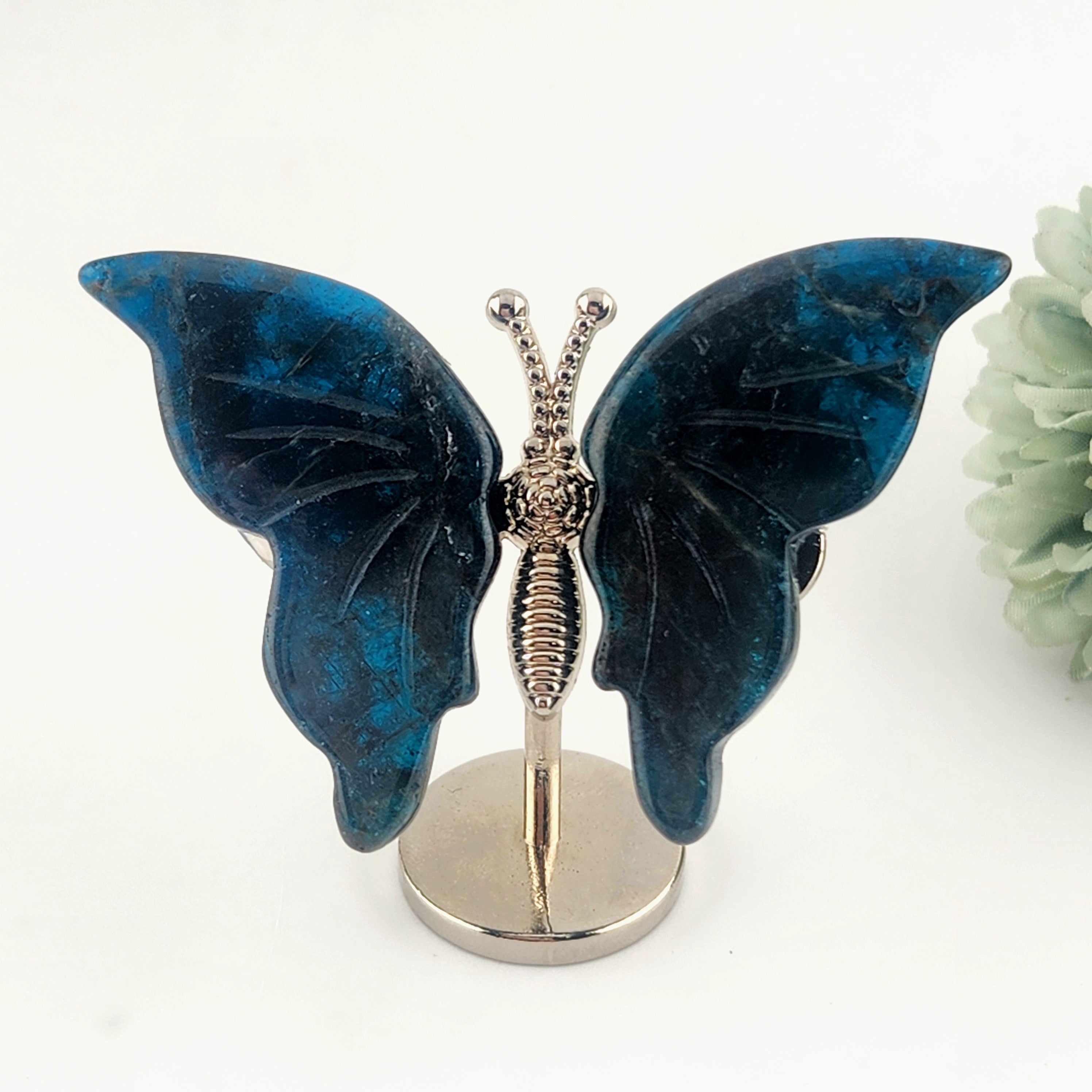 Blue Apatite Butterfly On Stand