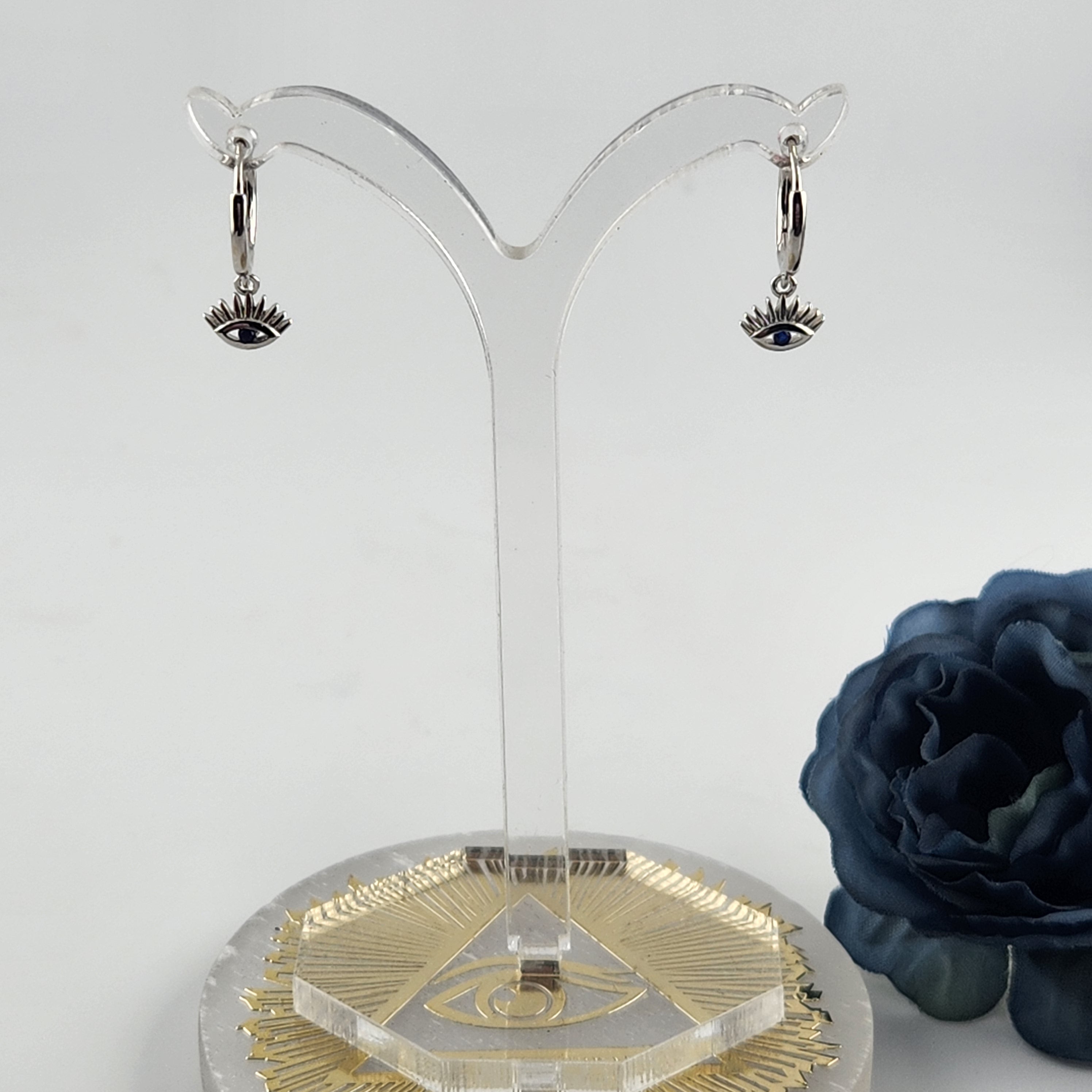 Evil Eye Drop Earrings - Silver S925