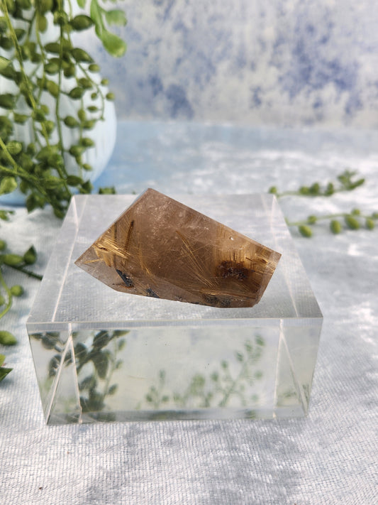 Gold Rutile in Smokey Quartz Freeform