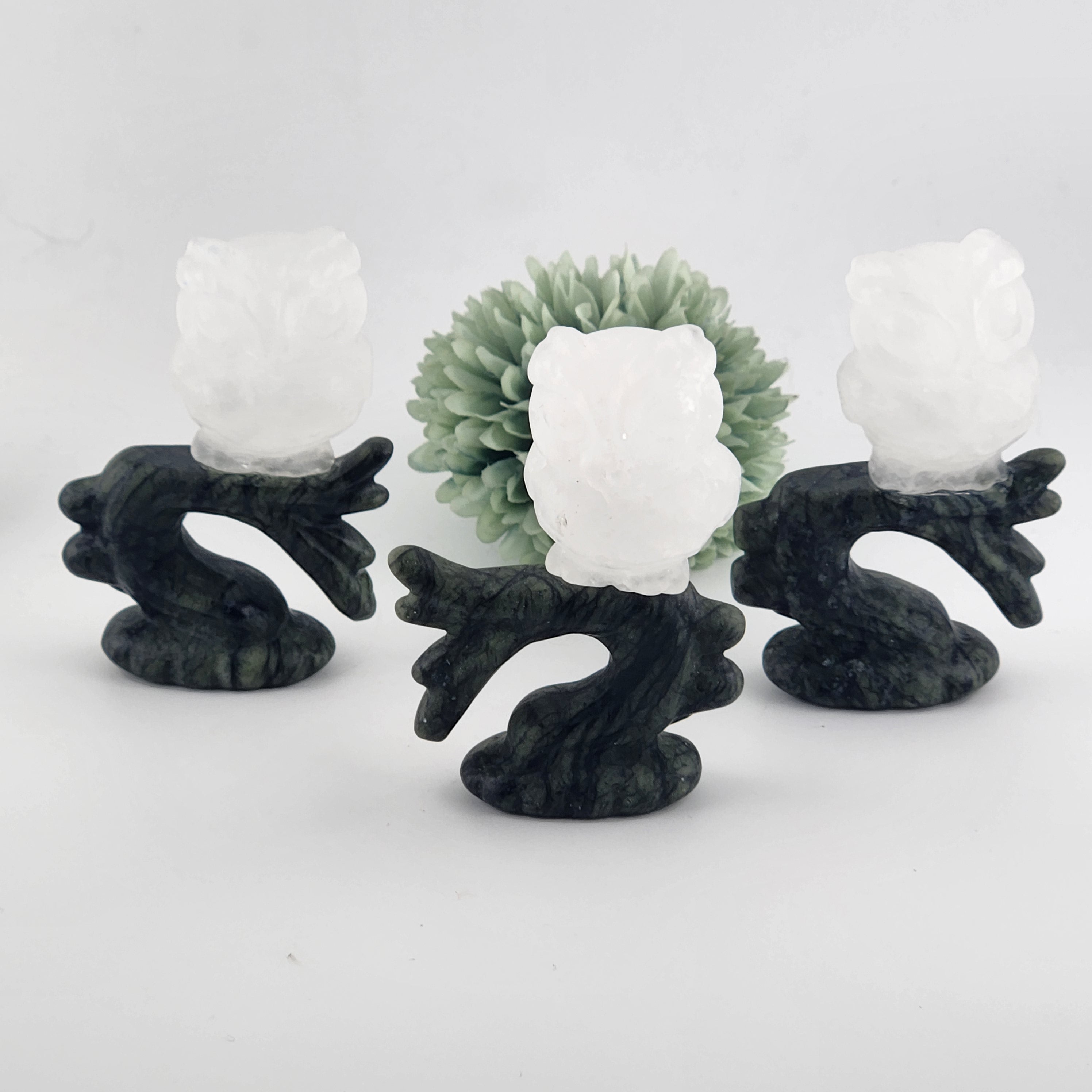 Quartz Owl on Green Jade Branch