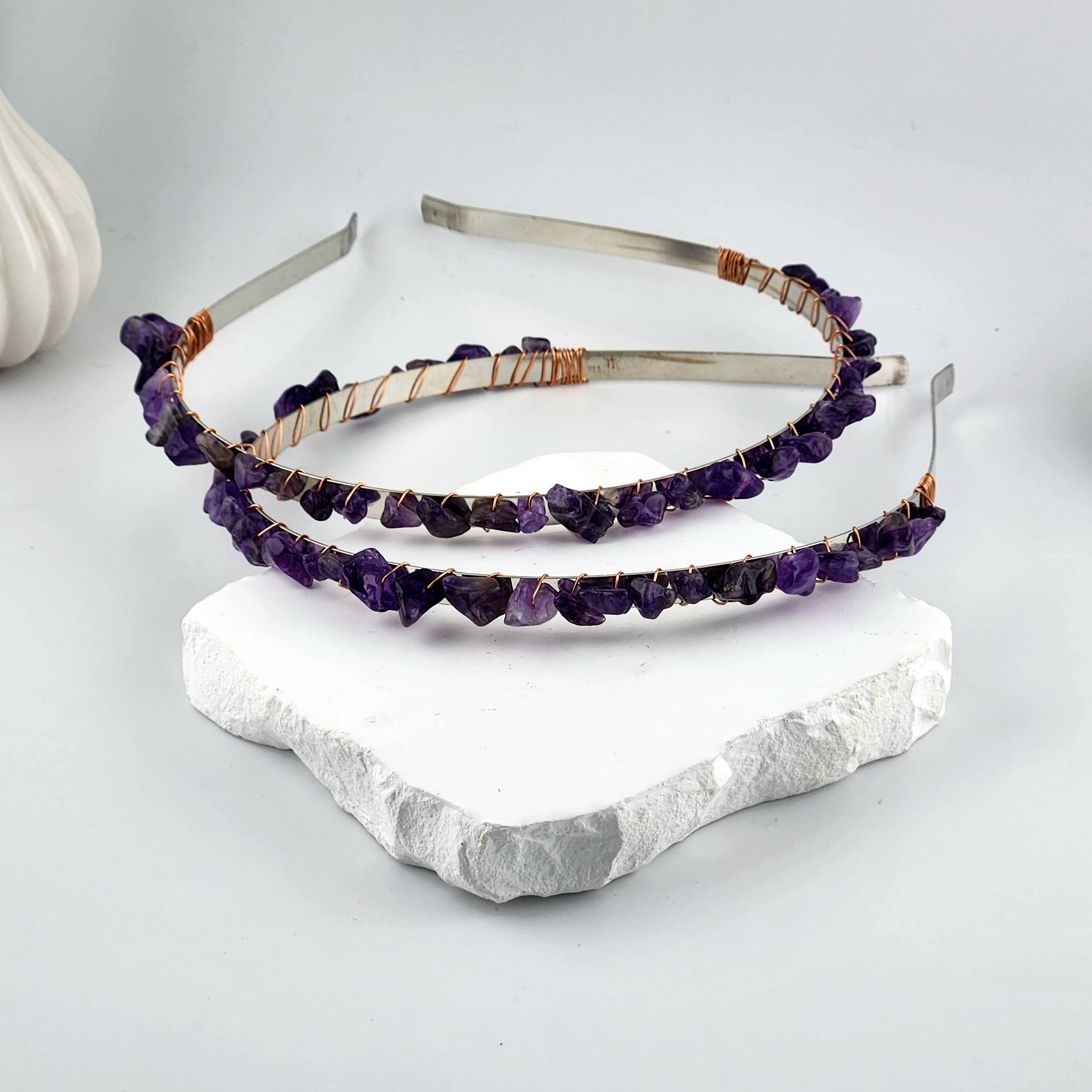 Amethyst Crystal Chip Headband