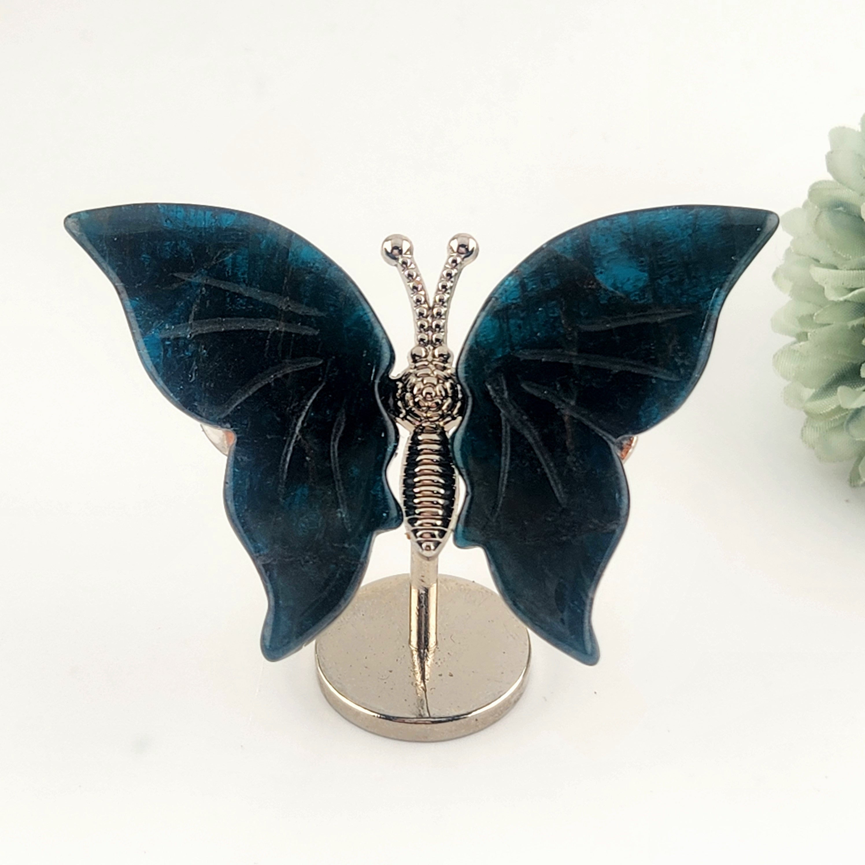 Blue Apatite Butterfly On Stand