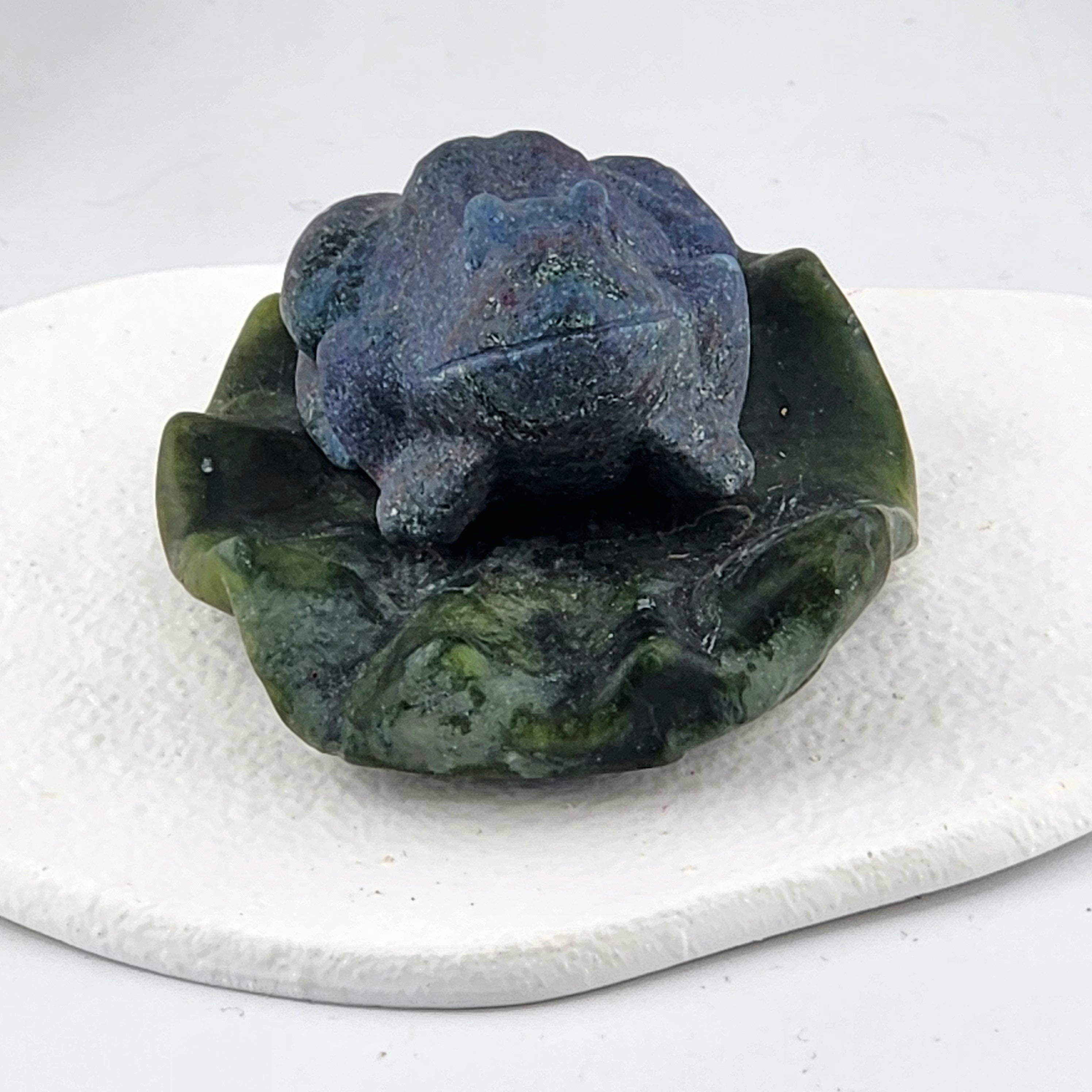 Ruby Fuchsite Frog On Leaf