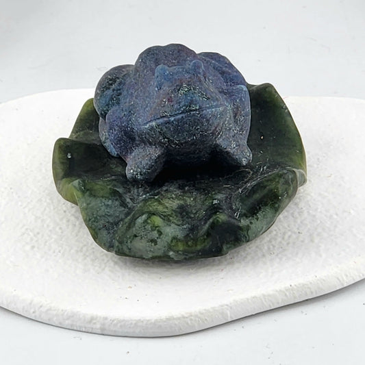 Ruby Fuchsite Frog On Leaf