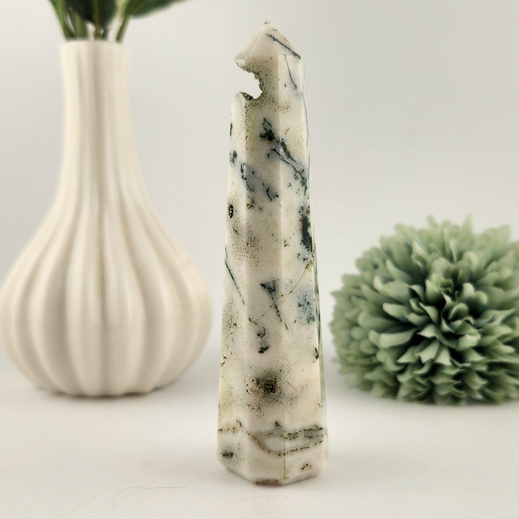 Moss Agate Small Obelisk