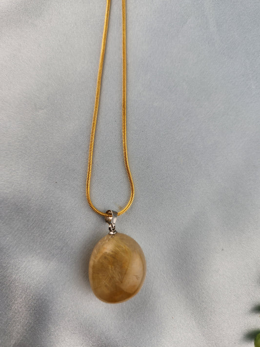 Gold Rutile Tumble Pendant