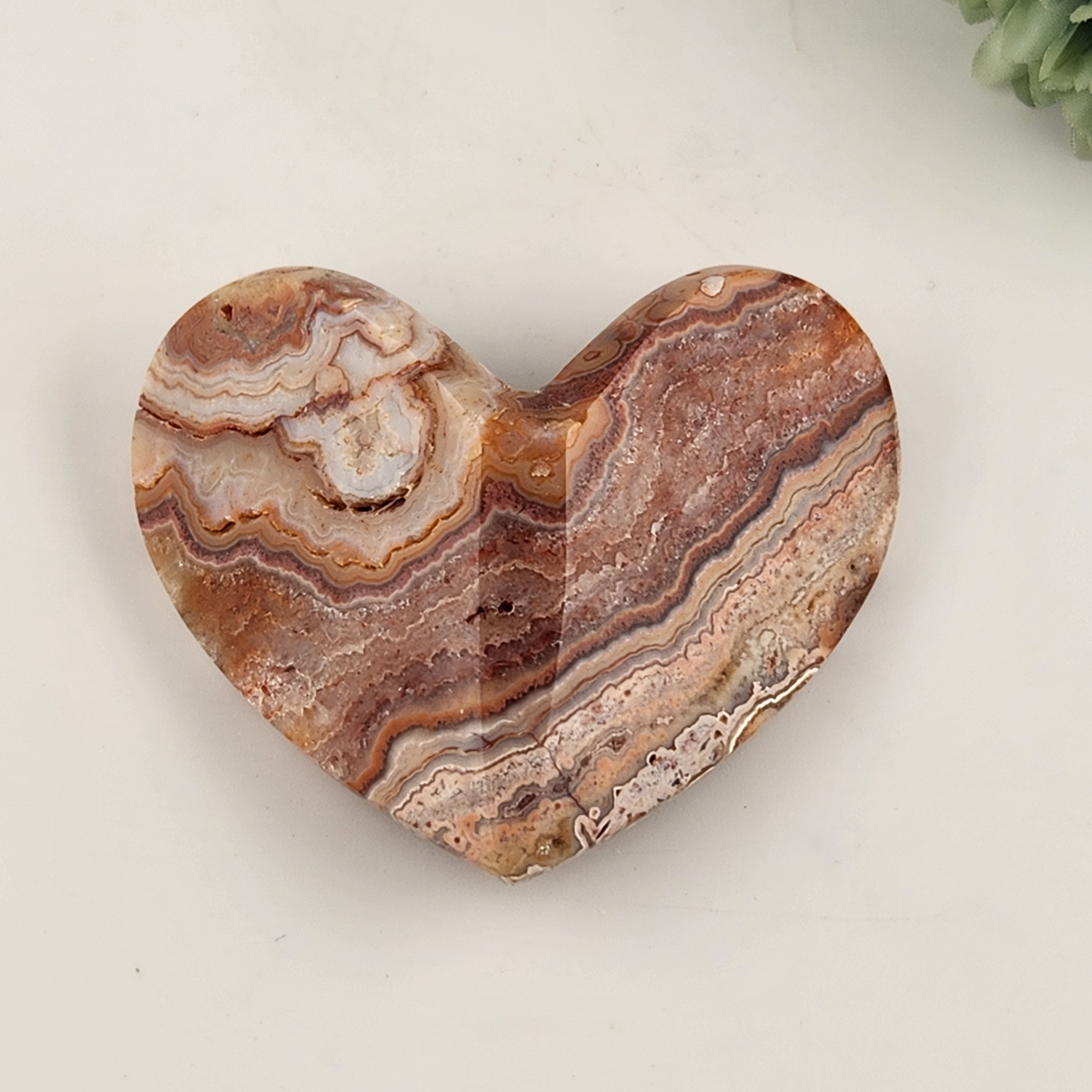 Pink Crazy Lace Agate 3D Heart