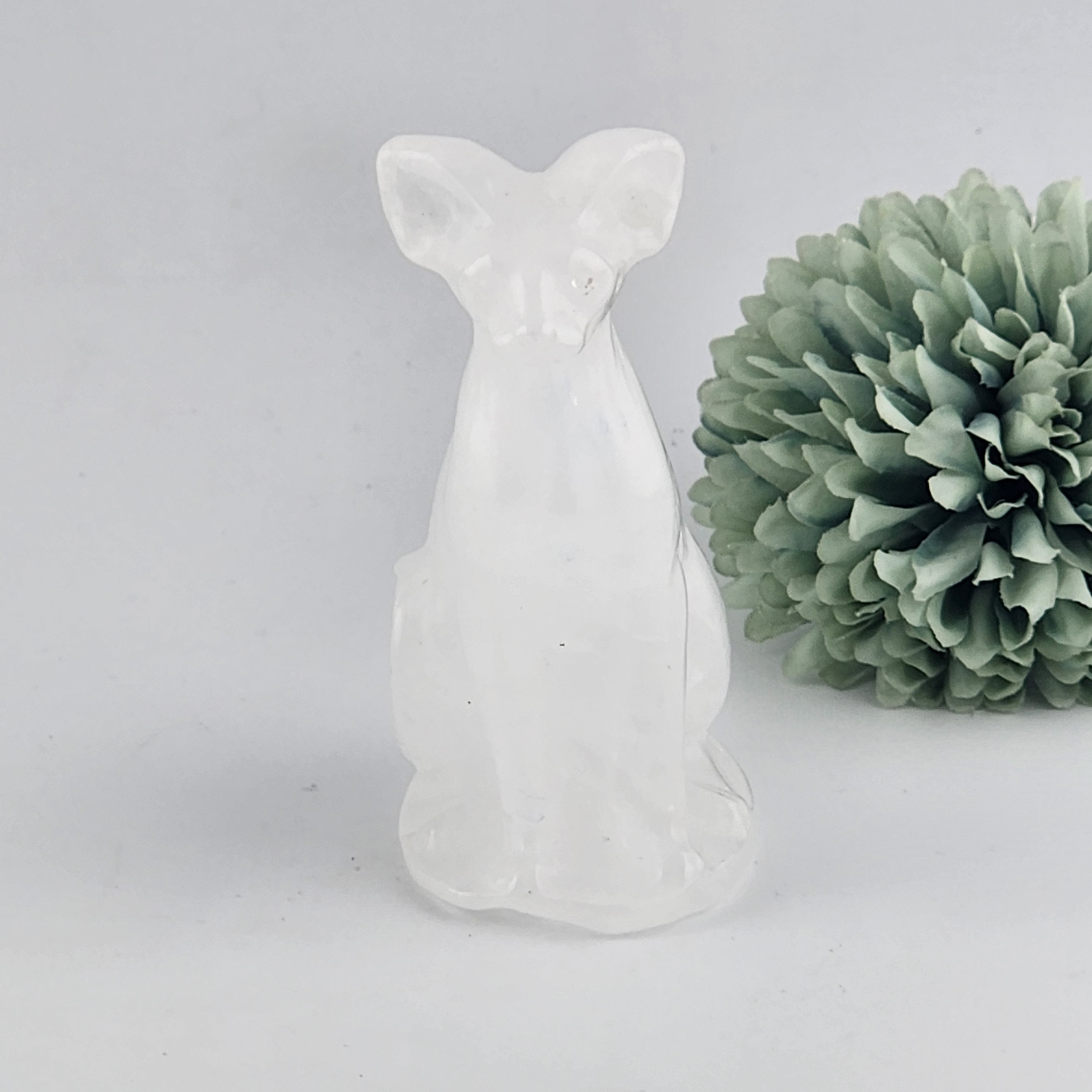 Clear Quartz Sphynx Cat Carving