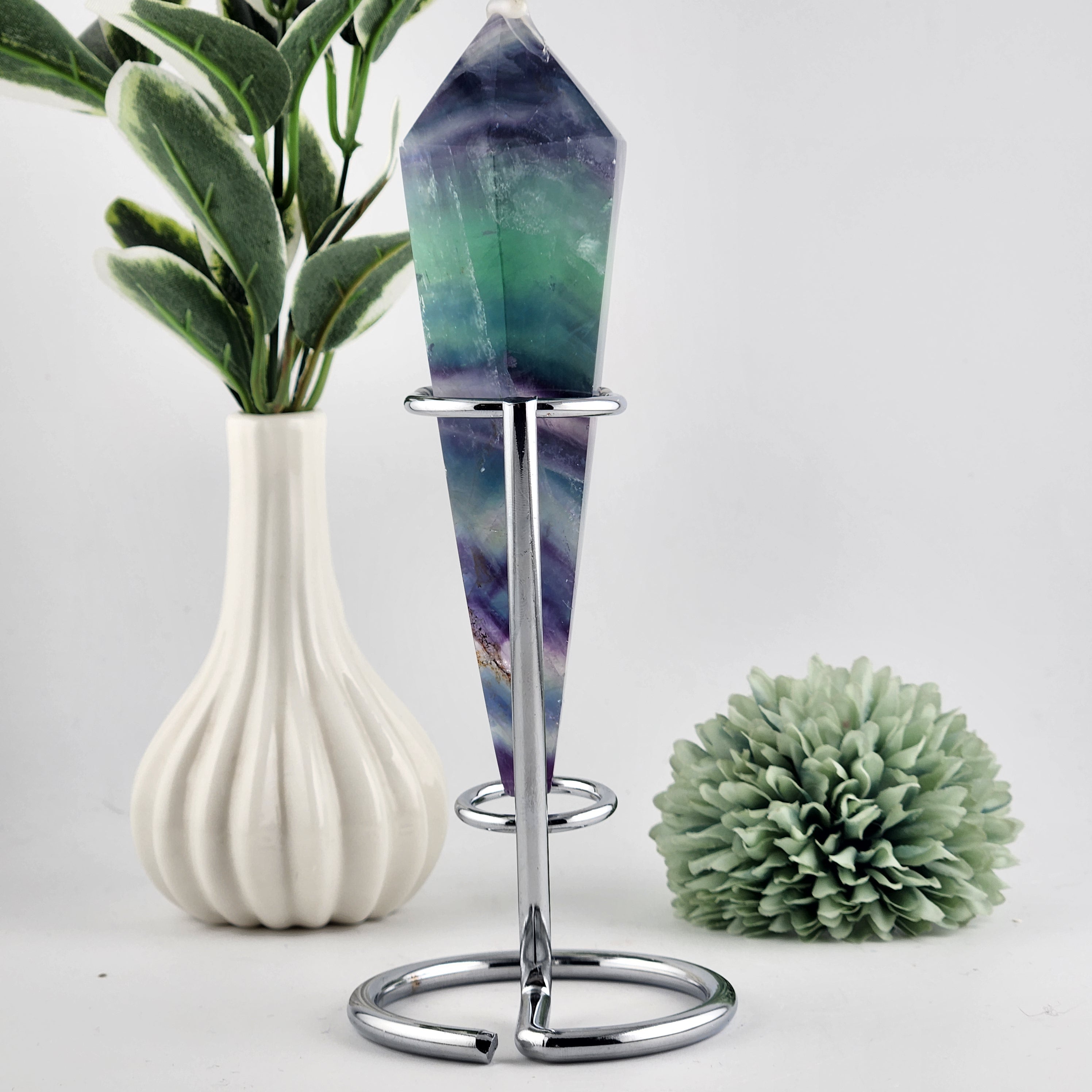 Fluorite Wand On Silver Stand