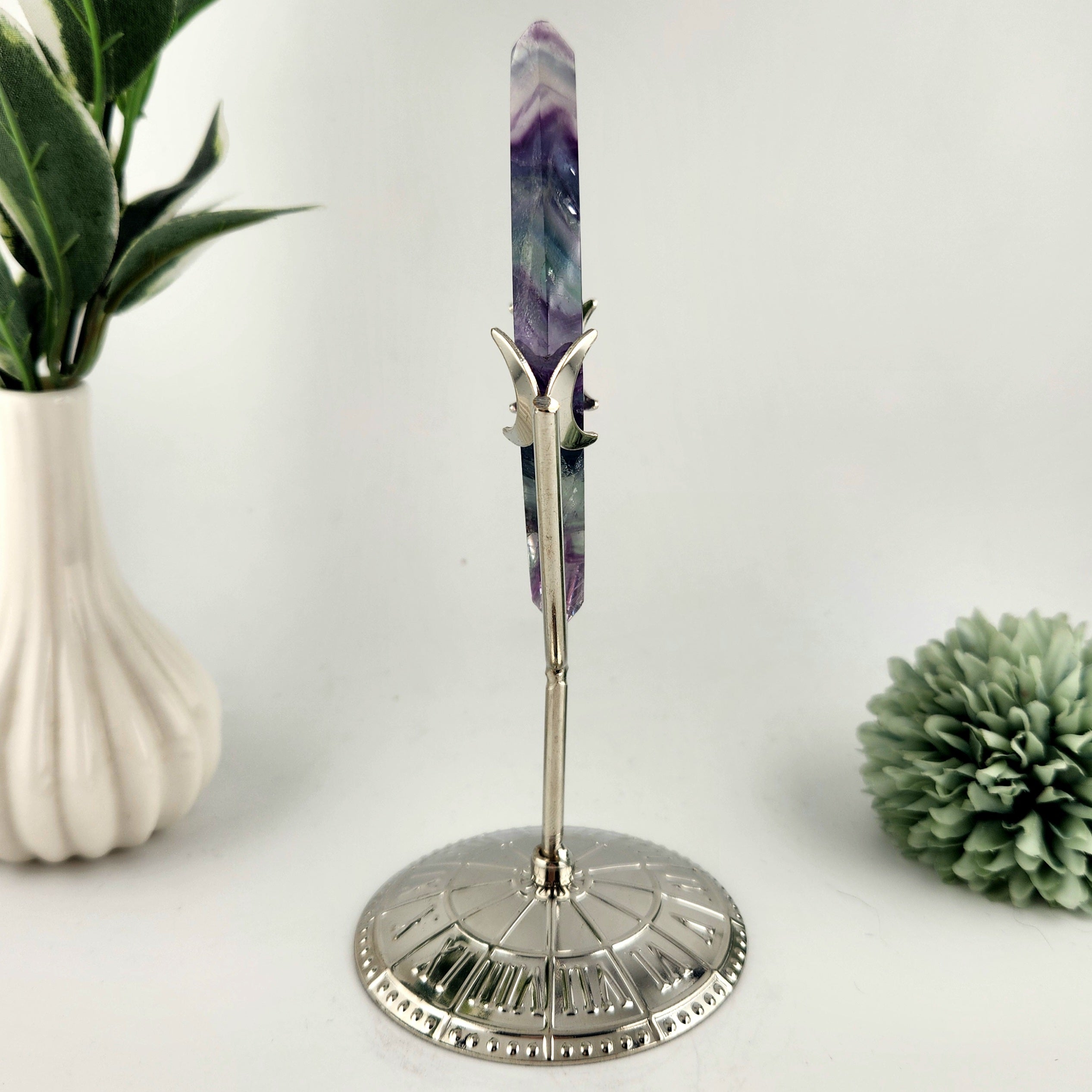 Fluorite Diamond On Silver Stand *Misfit - Irregular shape*