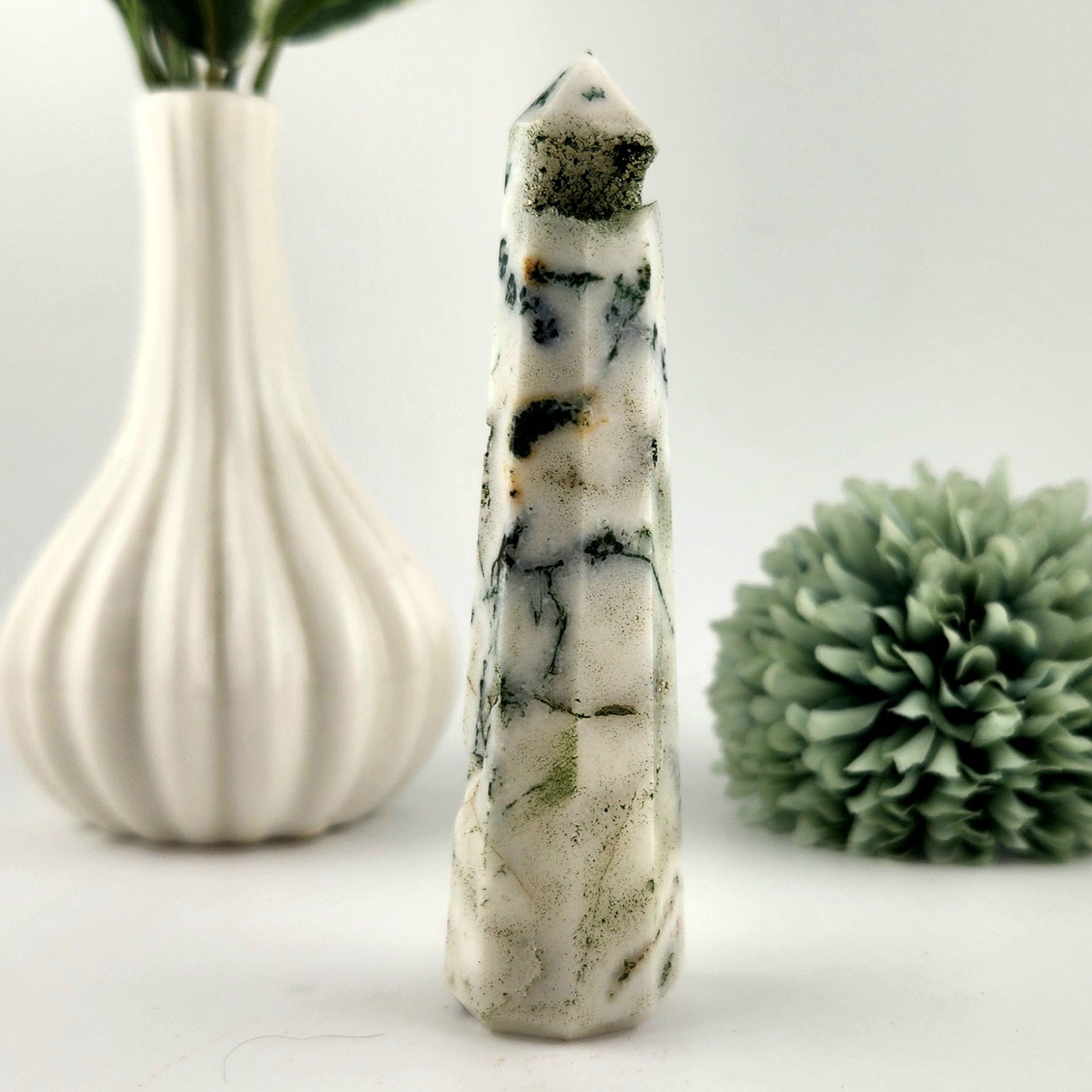 Moss Agate Small Obelisk