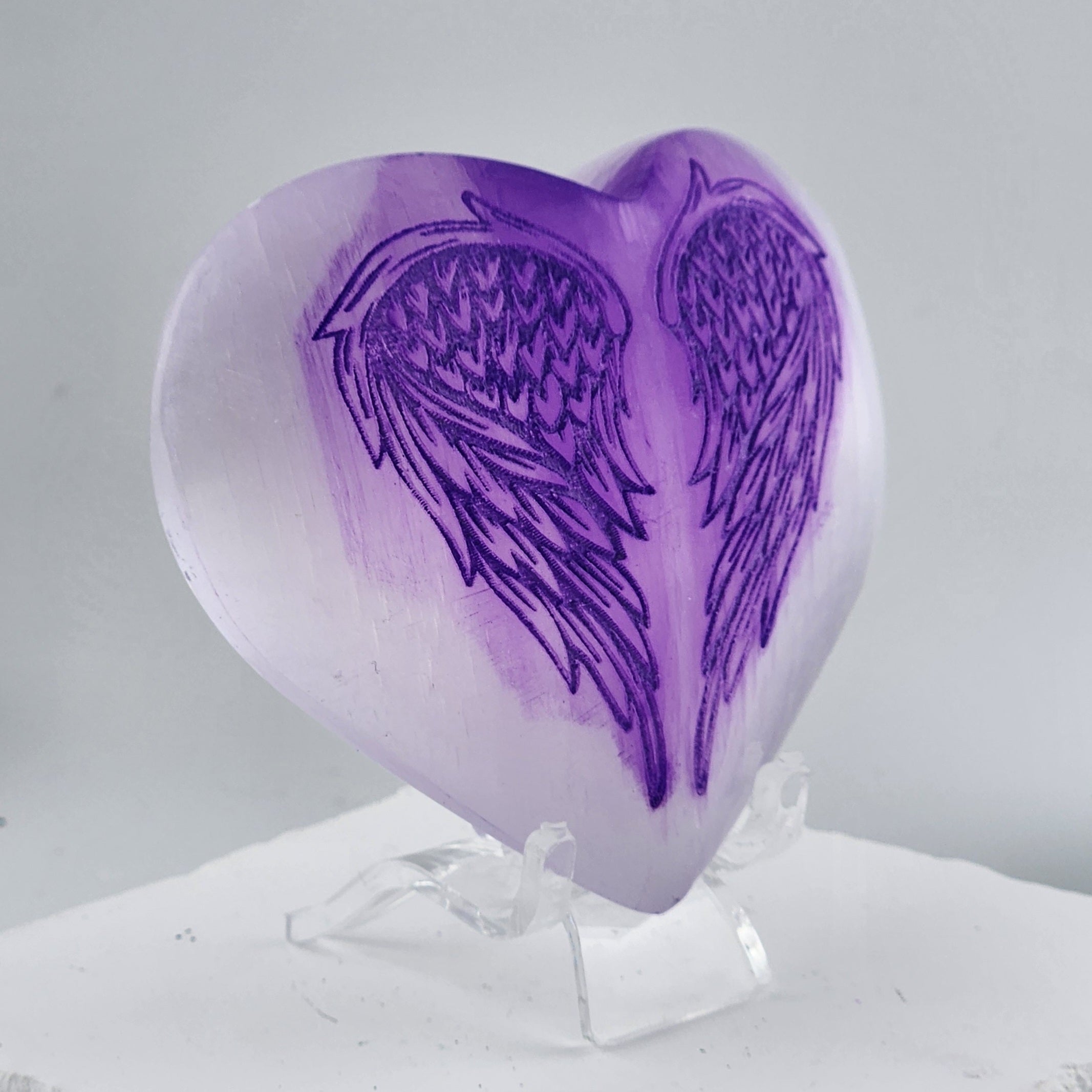 Selenite Angel Wing Heart