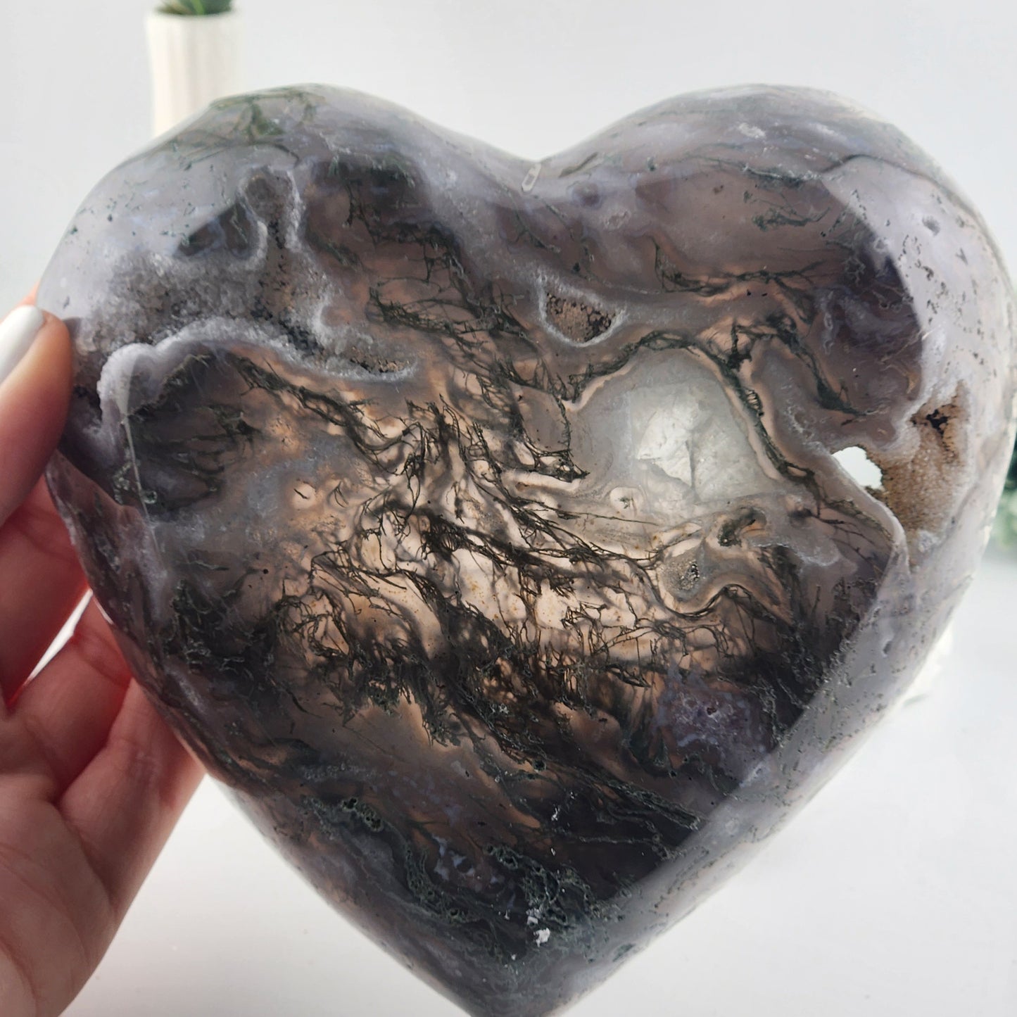 Moss Agate Heart Bowl