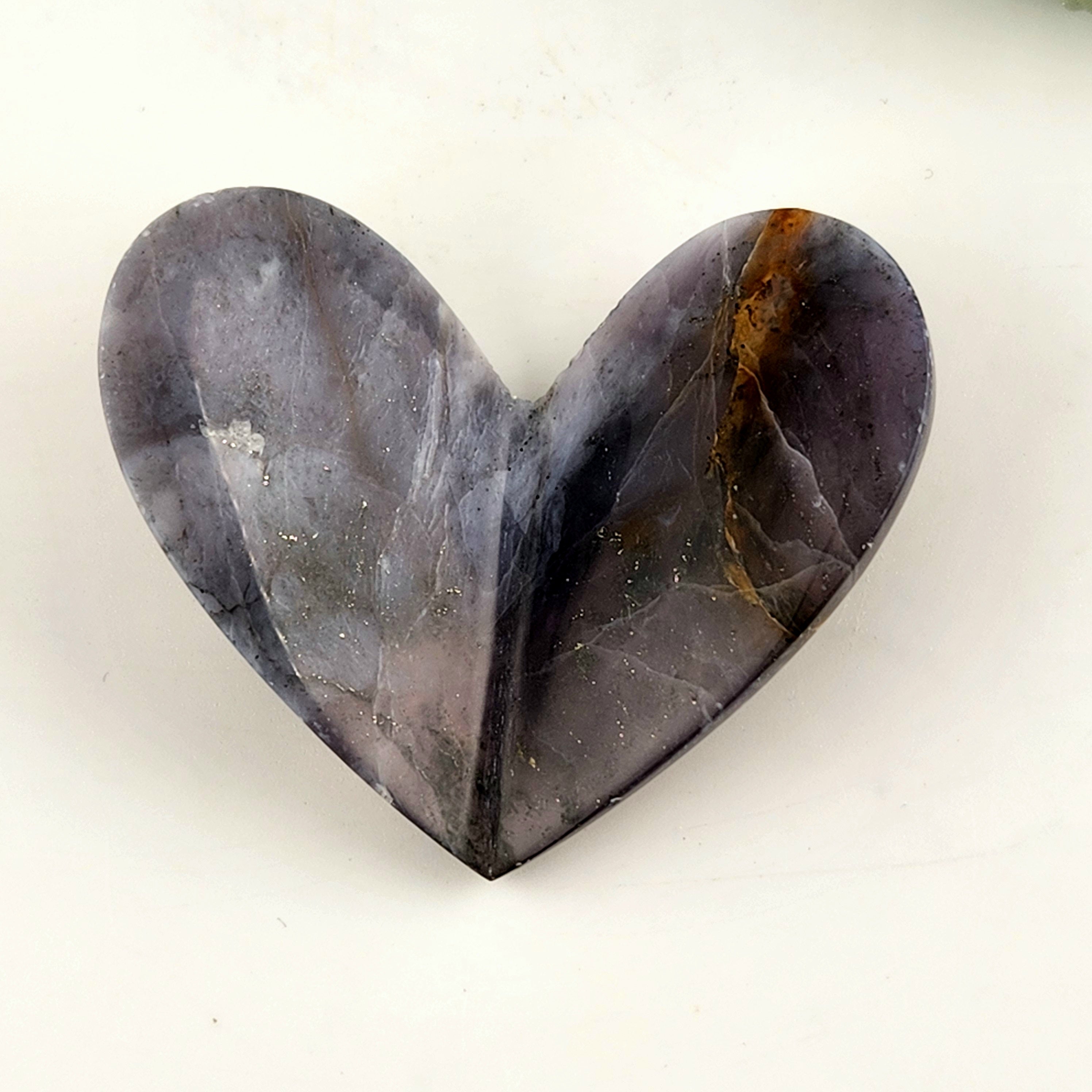 Purple Chalcedony 3D Heart Carving